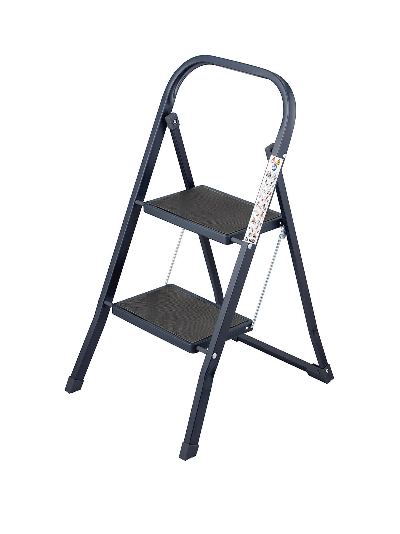 undefined SR20055ATH 2 Rubber Tread Steel Step Ladder - Anthracite Grey
