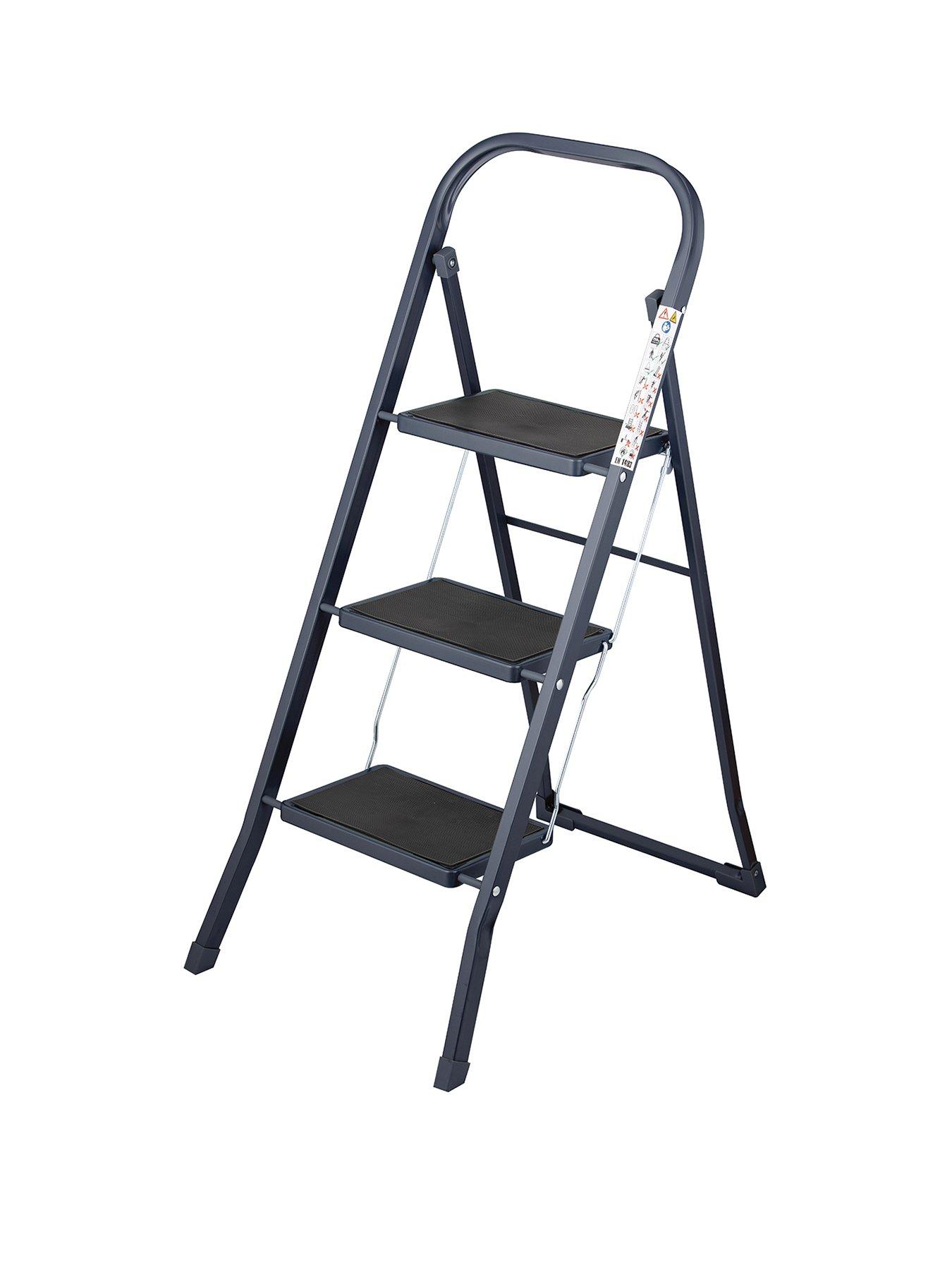 Image 1 of 3 of Our House OurHouse SR20056ATH 3 Rubber Tread Steel Step Ladder, Anthracite Grey