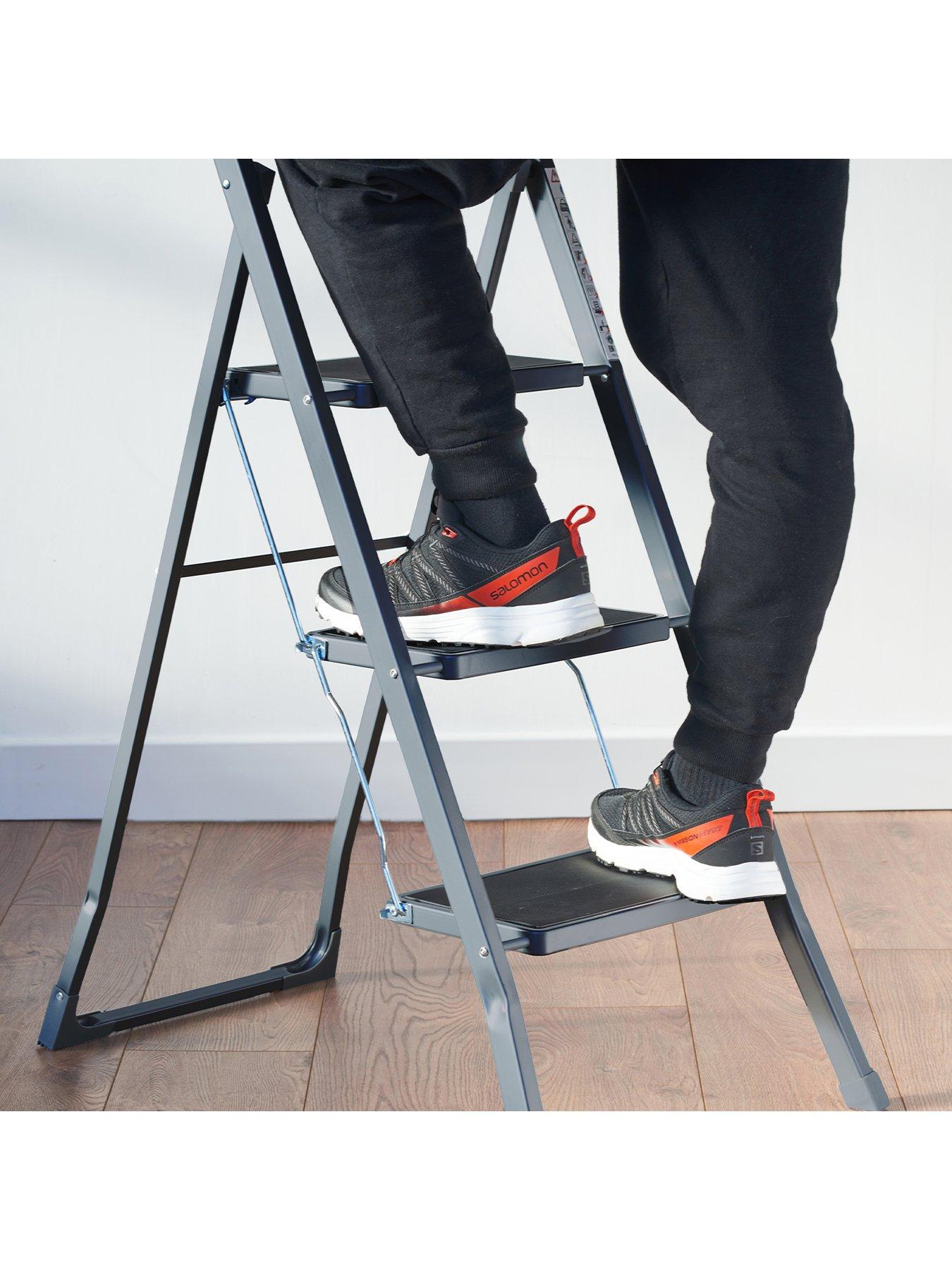 Image 2 of 3 of Our House OurHouse SR20056ATH 3 Rubber Tread Steel Step Ladder, Anthracite Grey