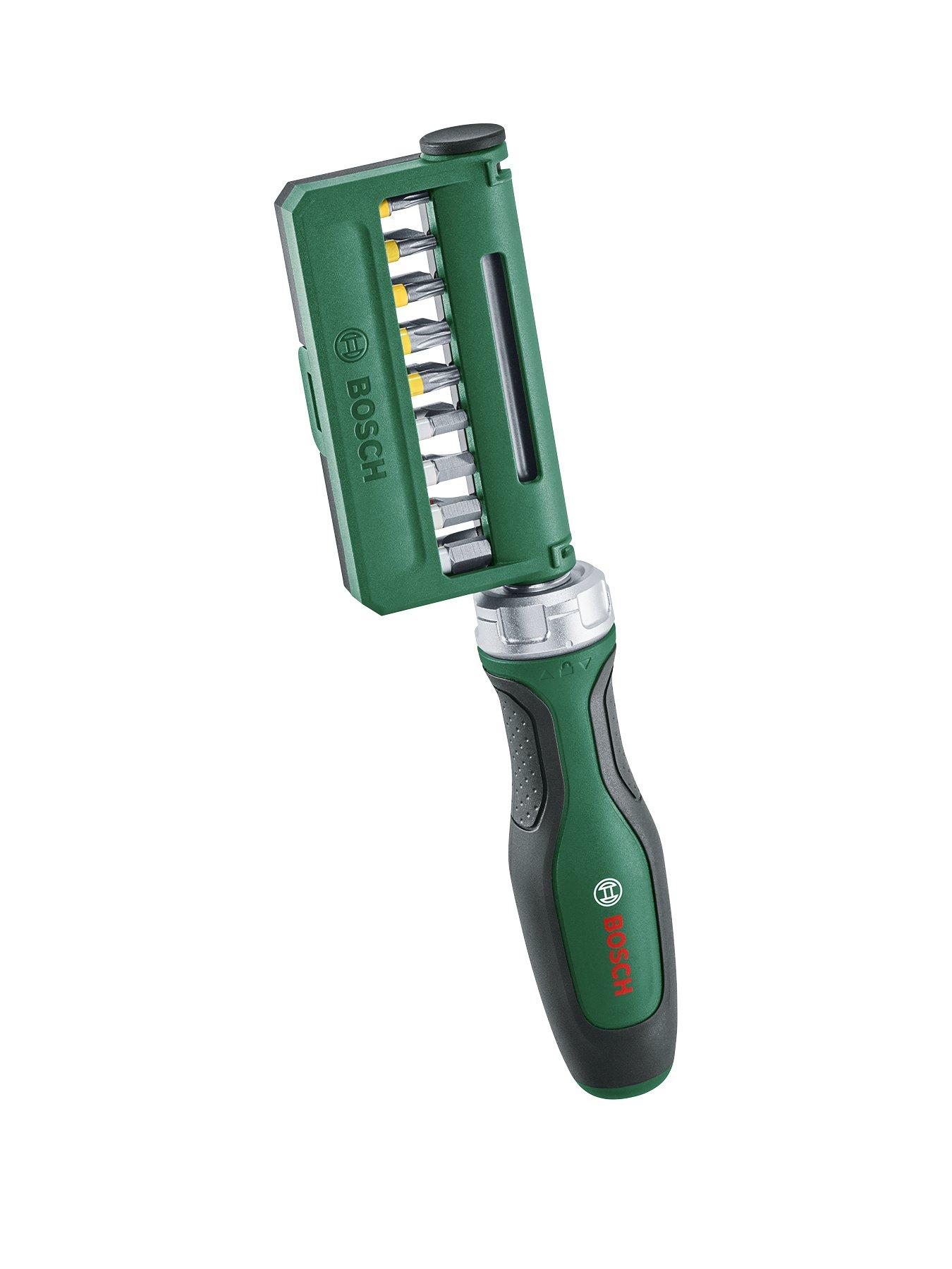 Product photograph of Bosch Ratchet Screwdriver With 18x Bits from very.co.uk