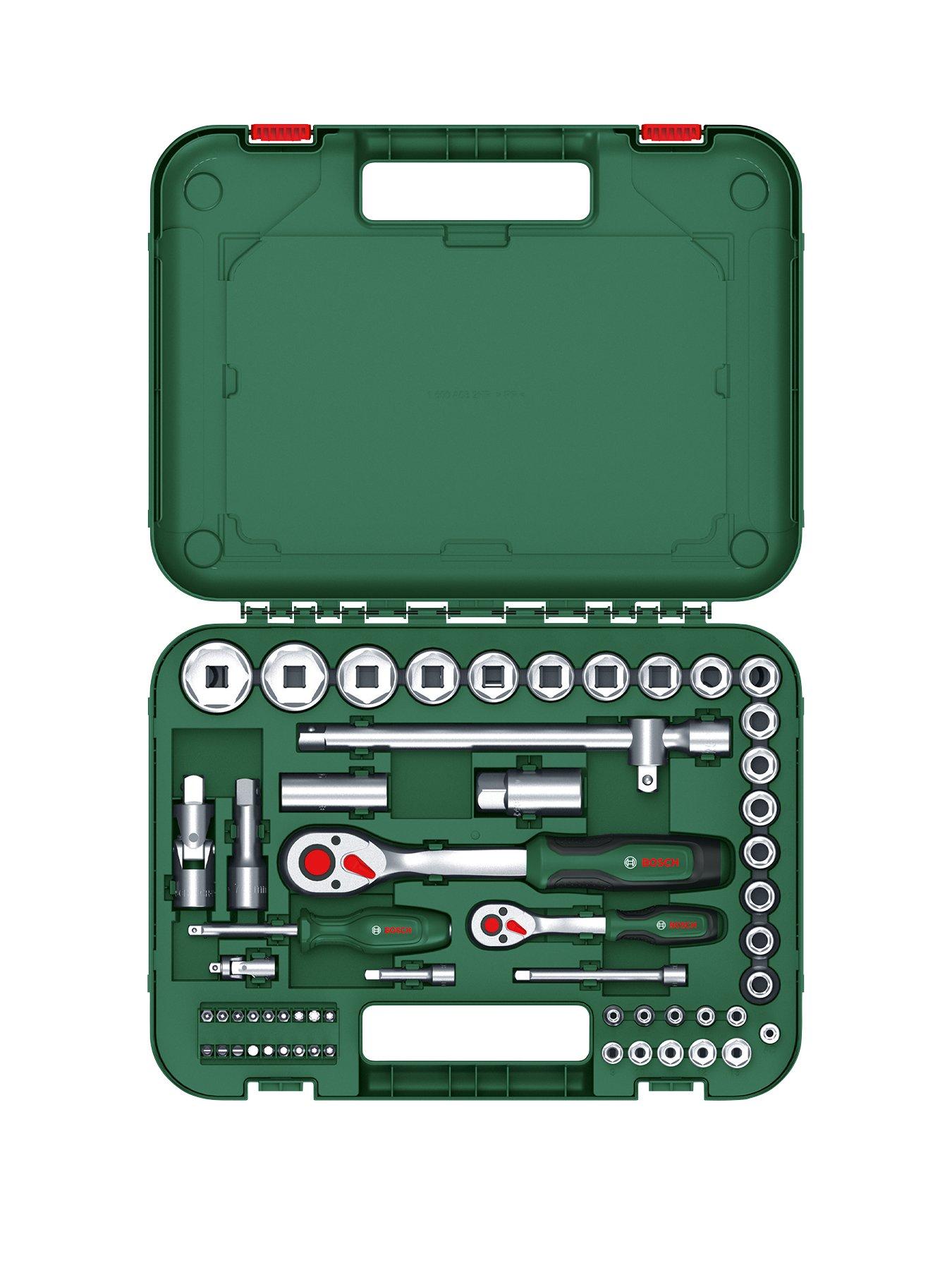 Product photograph of Bosch 1 4 1 2 Ratchet Set 56-piece from very.co.uk