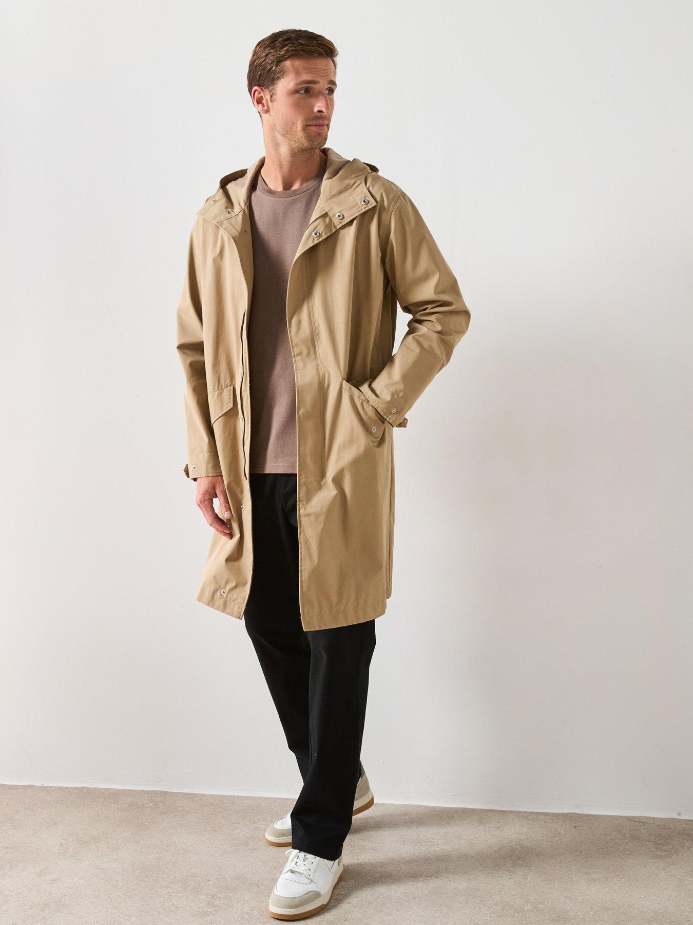 Very Man Longline Hooded Parka Jacket - Stone