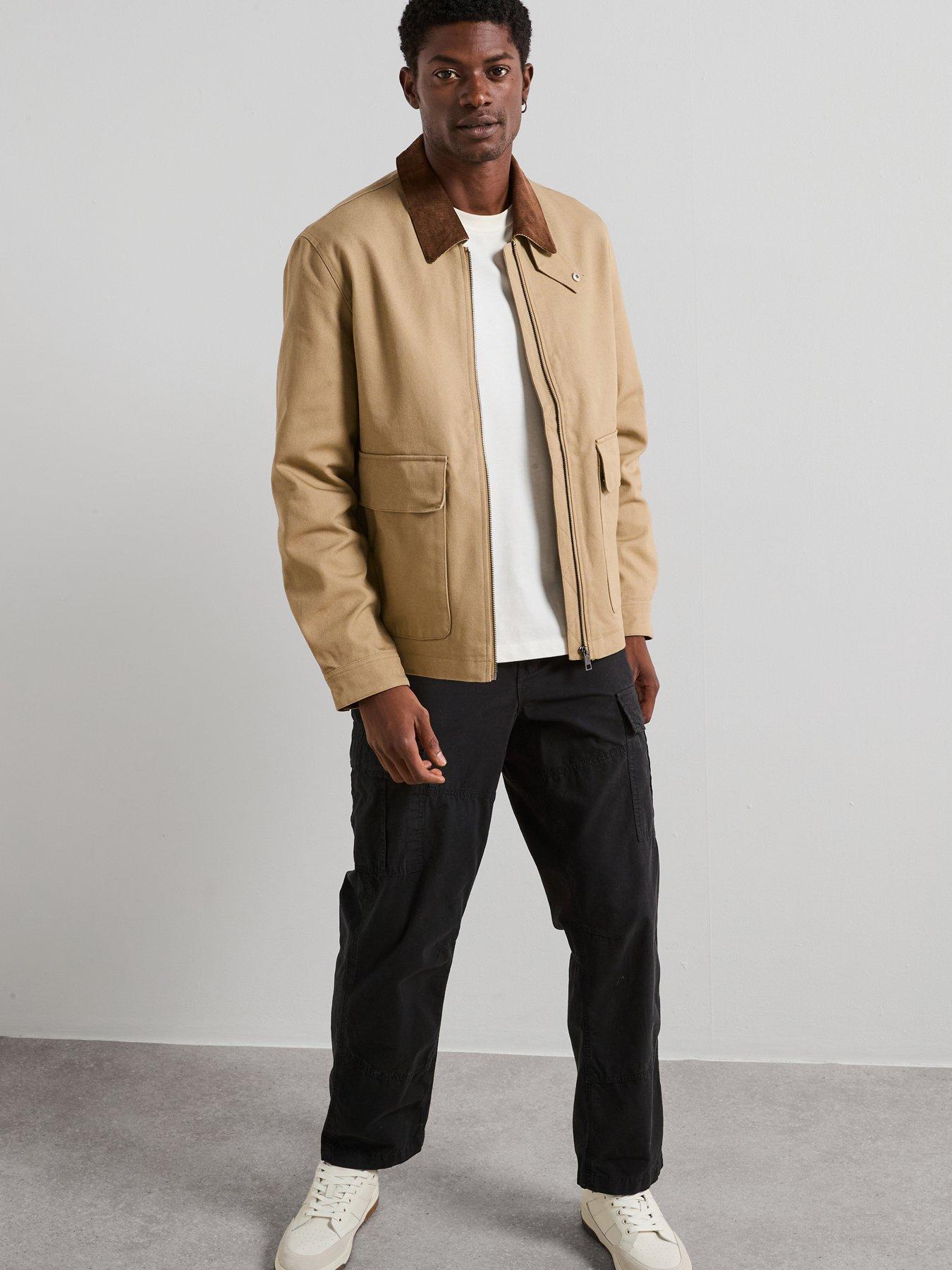 Image 3 of 7 of The Very Collection Canvas Barn Jacket With Cord Collar - Beige
