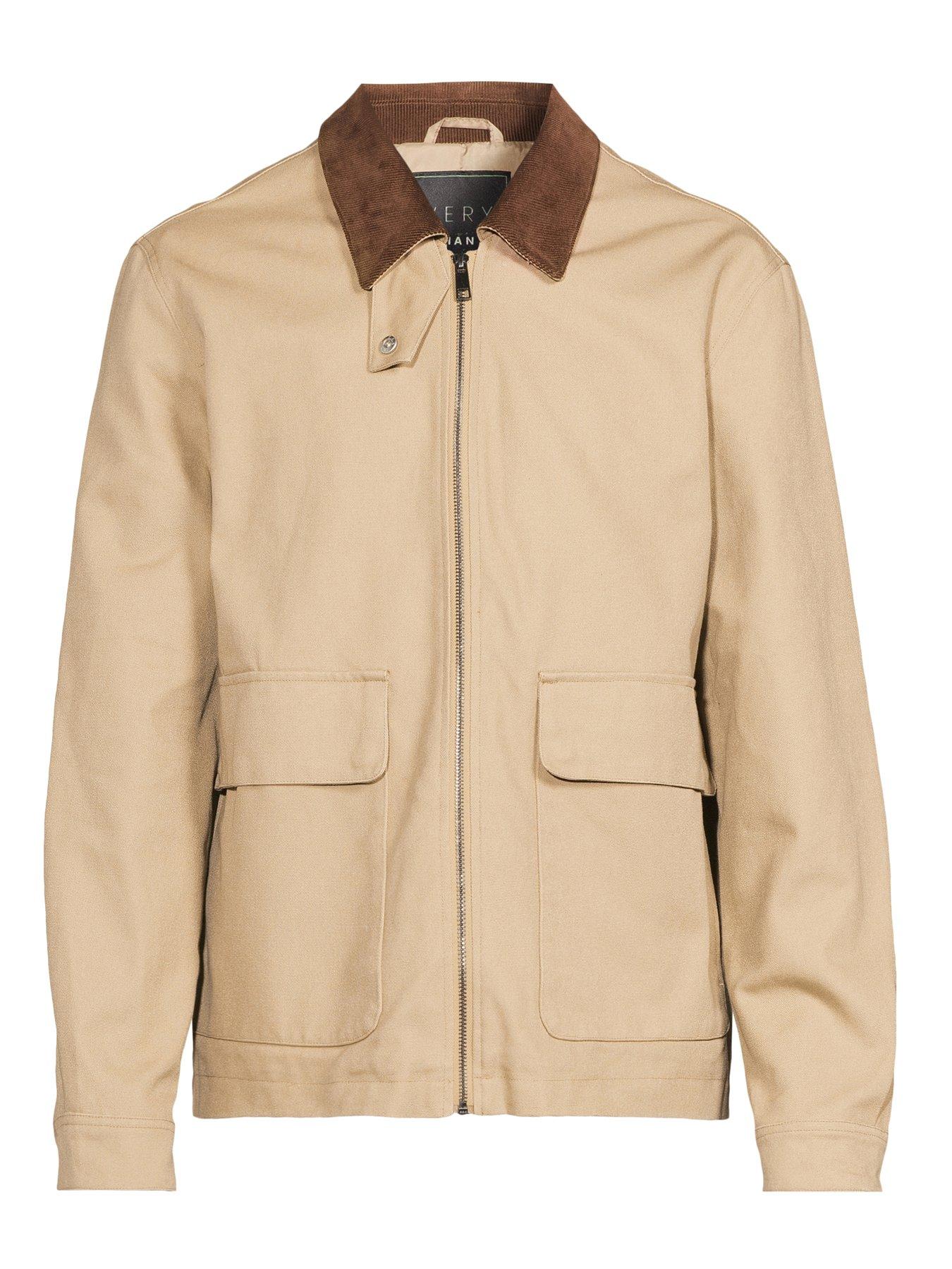Image 7 of 7 of The Very Collection Canvas Barn Jacket With Cord Collar - Beige