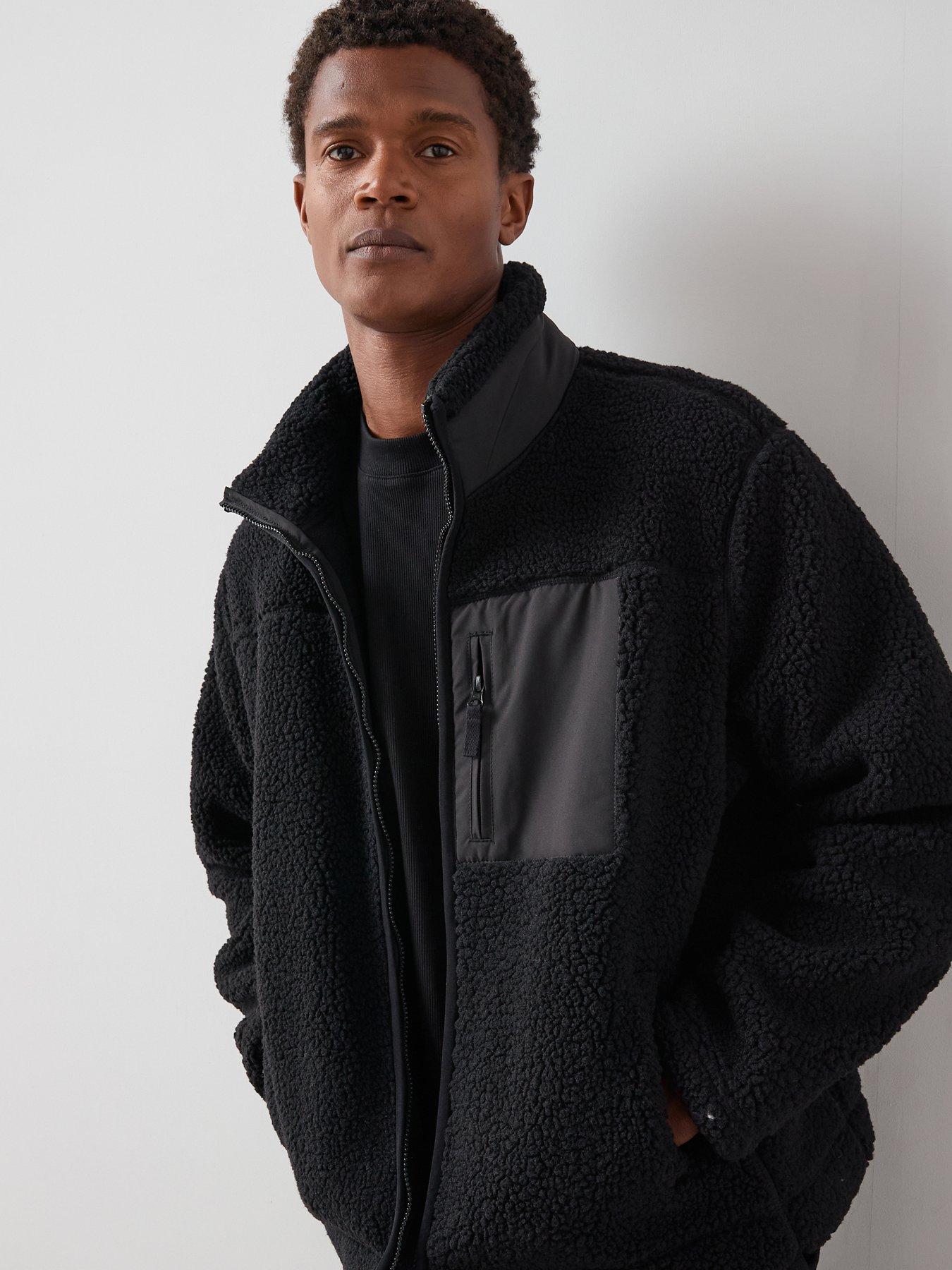 The Very Collection Borg Contrast Fleece Jacket - Black
