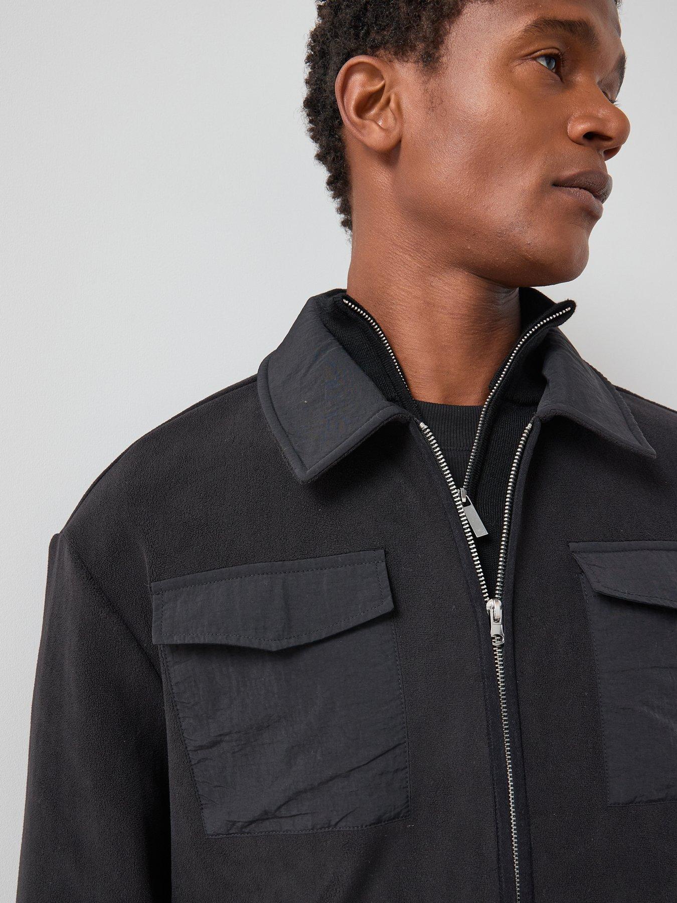 Image 6 of 7 of The Very Collection Utility Pocket Fleece Jacket - Black