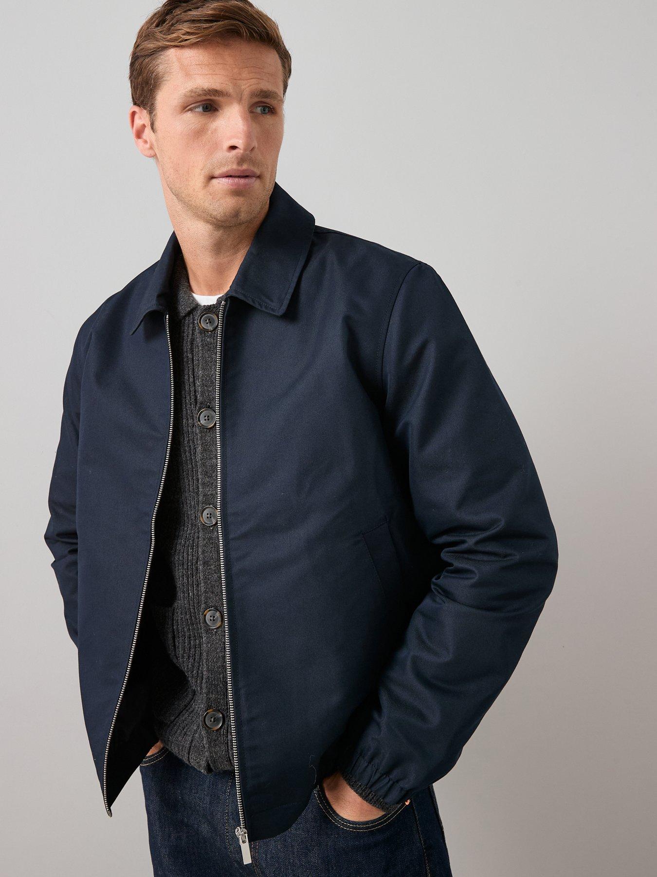 Image 1 of 6 of The Very Collection Cotton Rich Collared Harrington Jacket - Navy