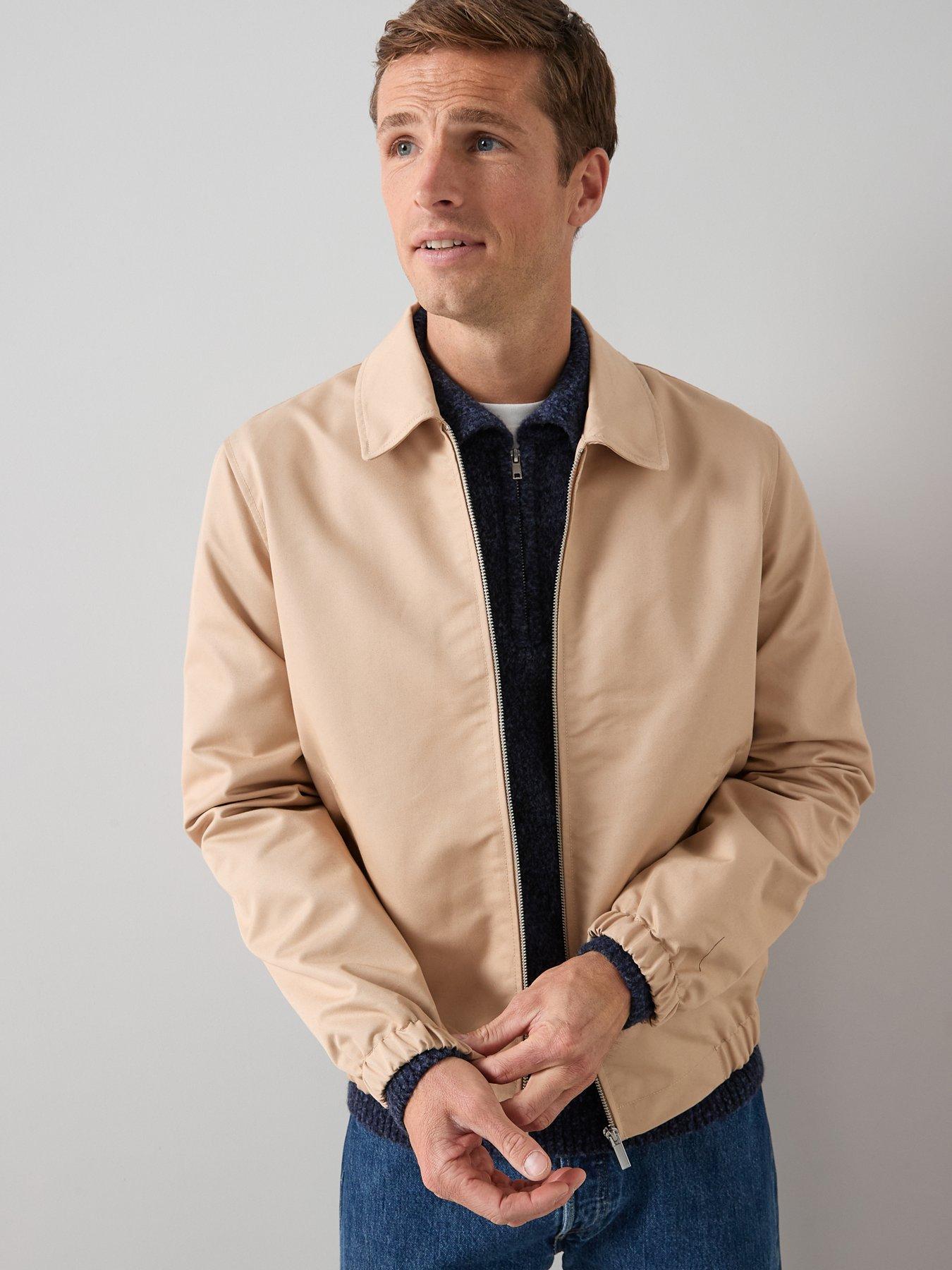 The Very Collection: Cotton Rich Collared Harrington Jacket - Stone