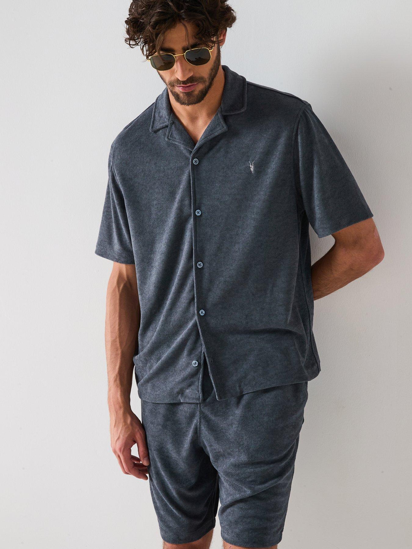 undefined All Saints Felix Relaxed Towel Short Sleeve Ramskull Shirt
