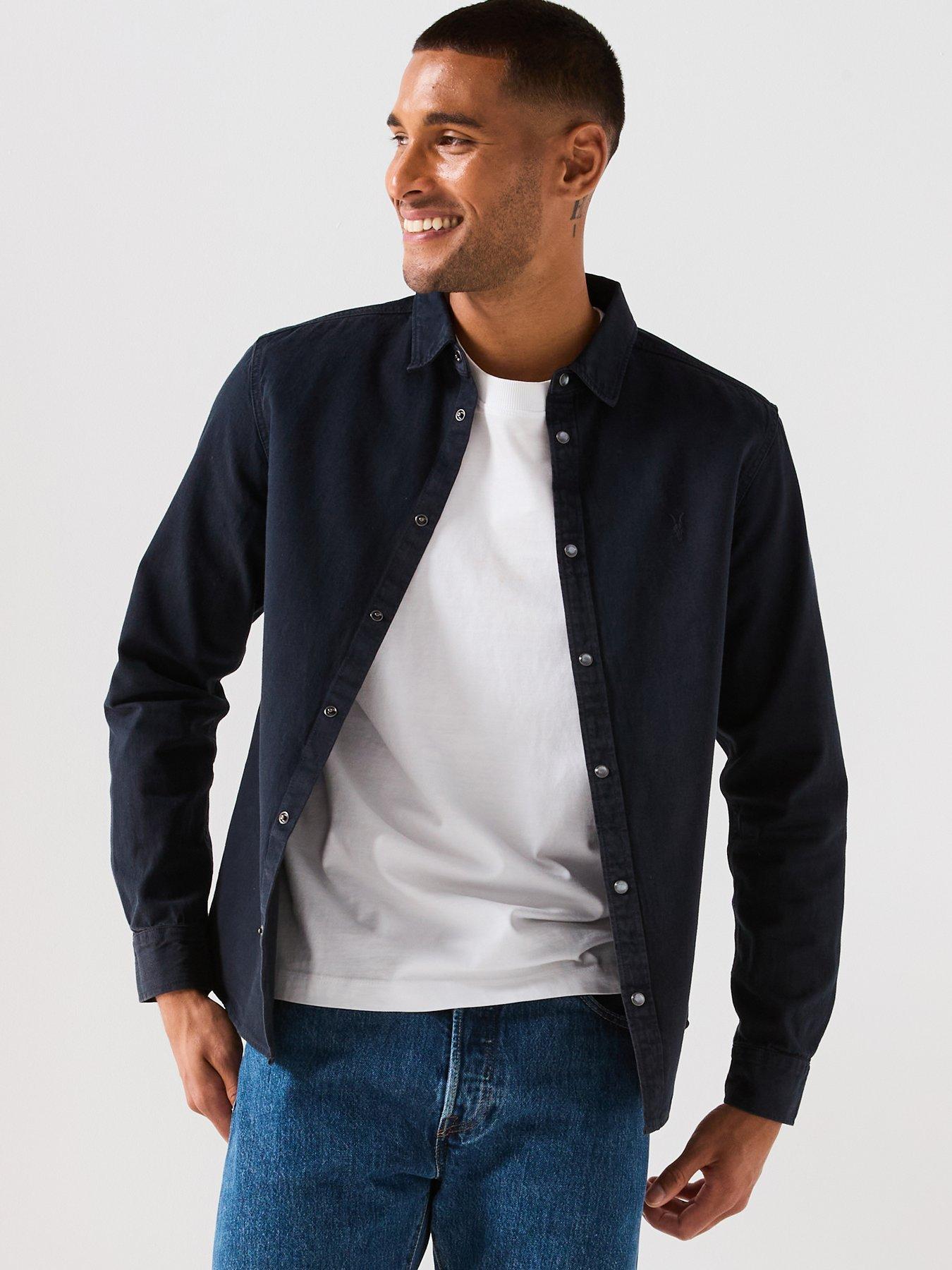 undefined All Saints Gleason Long Sleeve Casual Shirt-black
