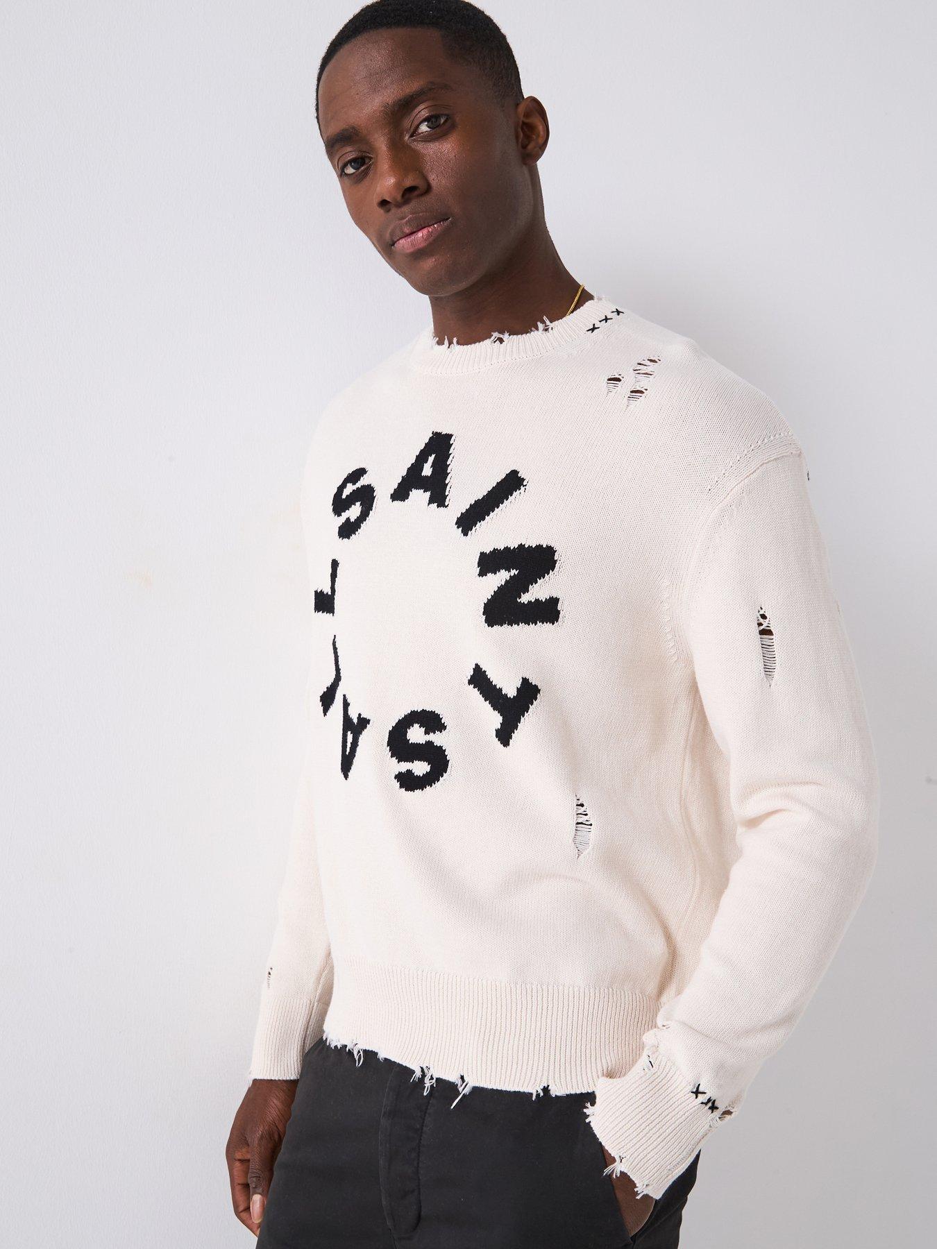 undefined All Saints Diago Crew Neck Knitted Jumper- White