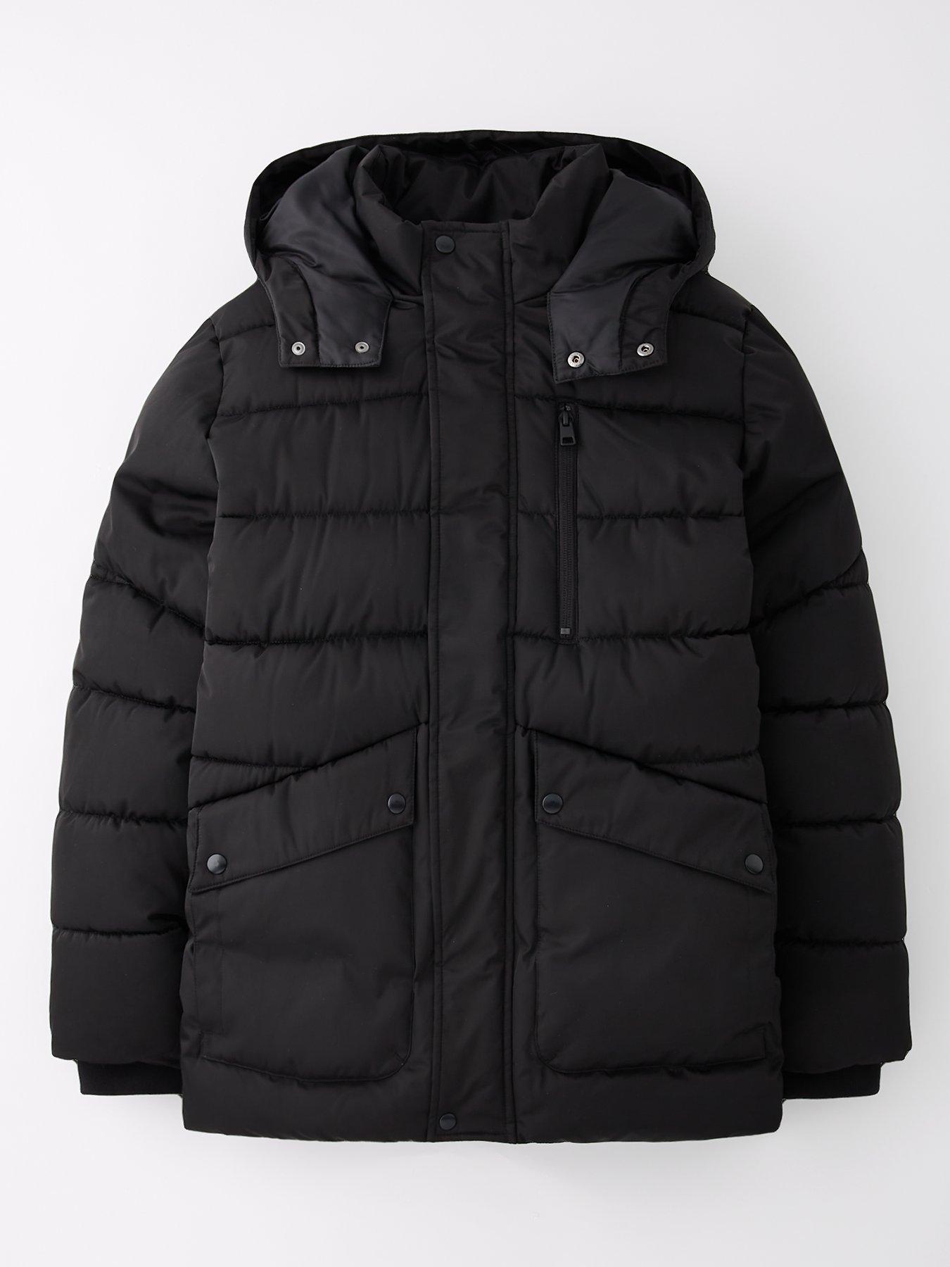 undefined Boys Padded Jacket With Popper Pockets - Black