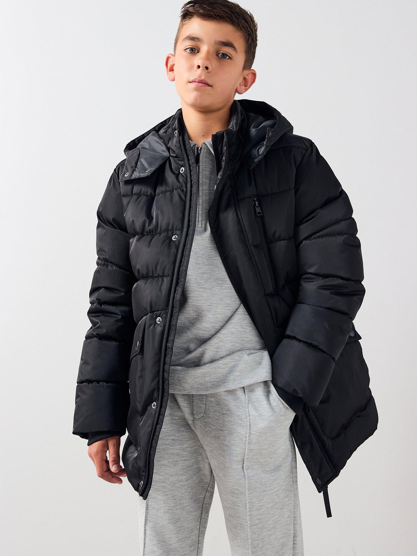 Image 3 of 6 of V by Very Boys Heavy Weight Padded Jacket With Popper Pockets - Black