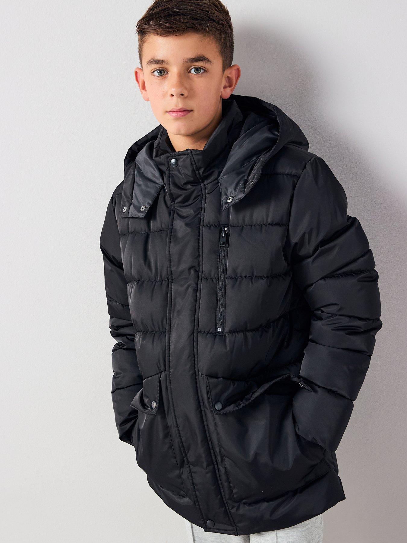 Image 4 of 6 of V by Very Boys Heavy Weight Padded Jacket With Popper Pockets - Black
