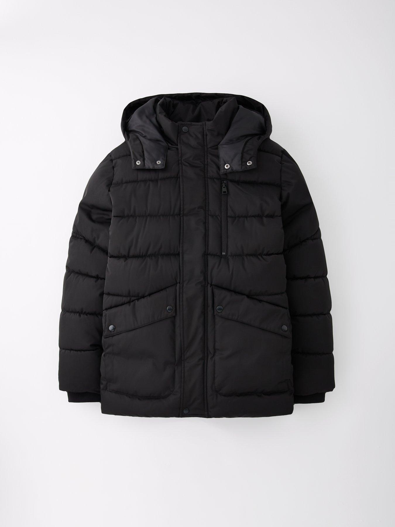 Image 6 of 6 of V by Very Boys Heavy Weight Padded Jacket With Popper Pockets - Black