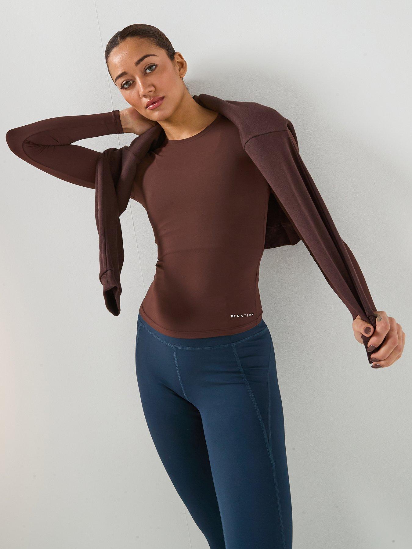 Image 1 of 4 of P.E Nation Womens Training Foundation Long Sleeve Top- Brown