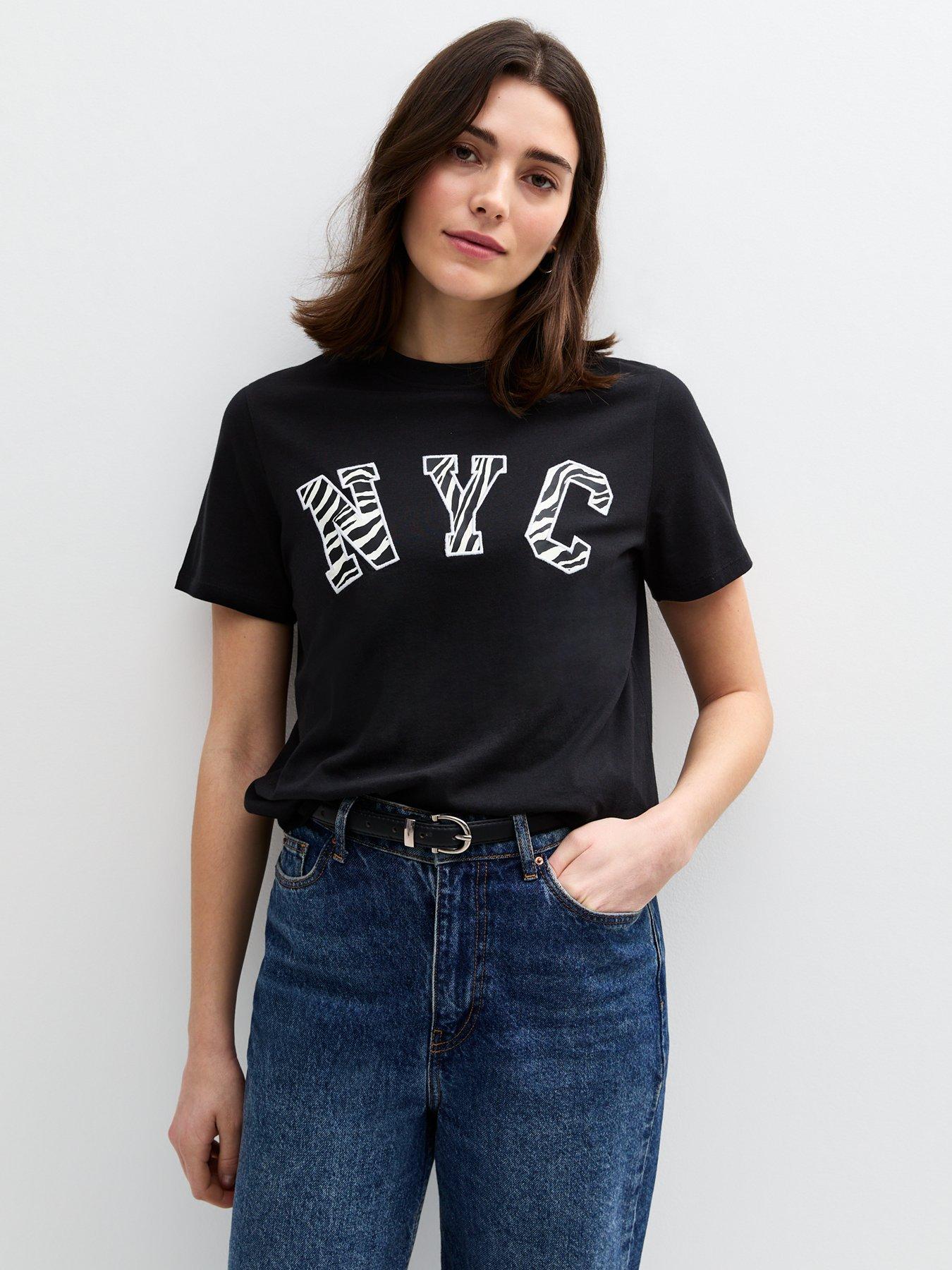 undefined Black Zebra Print Nyc Slogan T-shirt