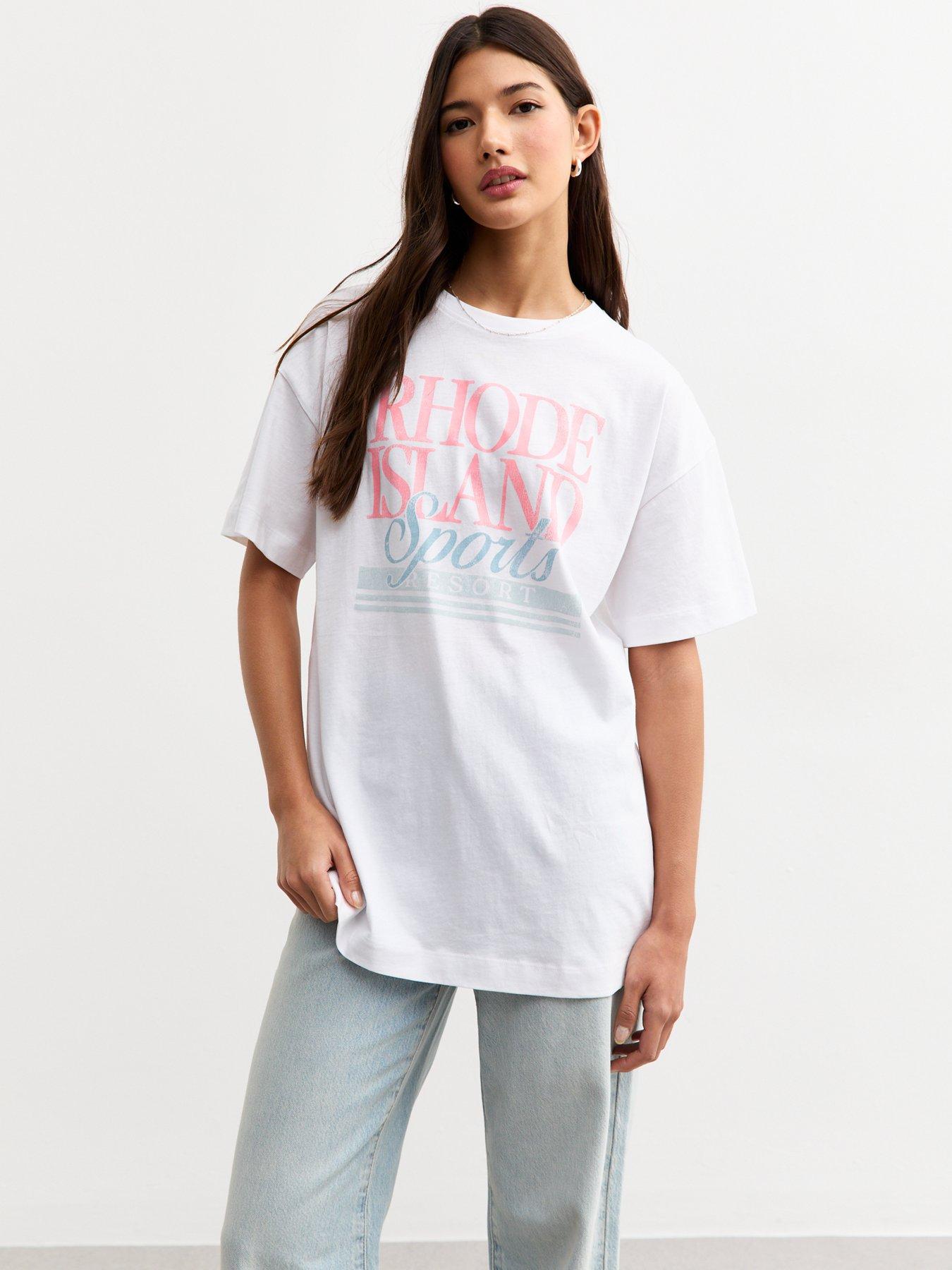 undefined Oversized Rhode Island Slogan T-Shirt - White
