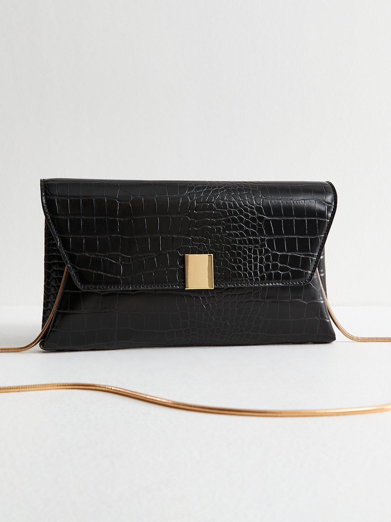 undefined Black Faux Leather Oversized Clutch Bag