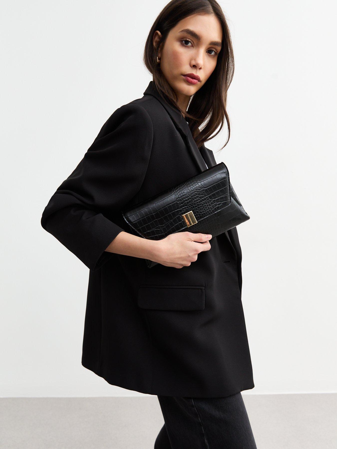 Image 2 of 5 of New Look Black Faux Leather Oversized Clutch Bag