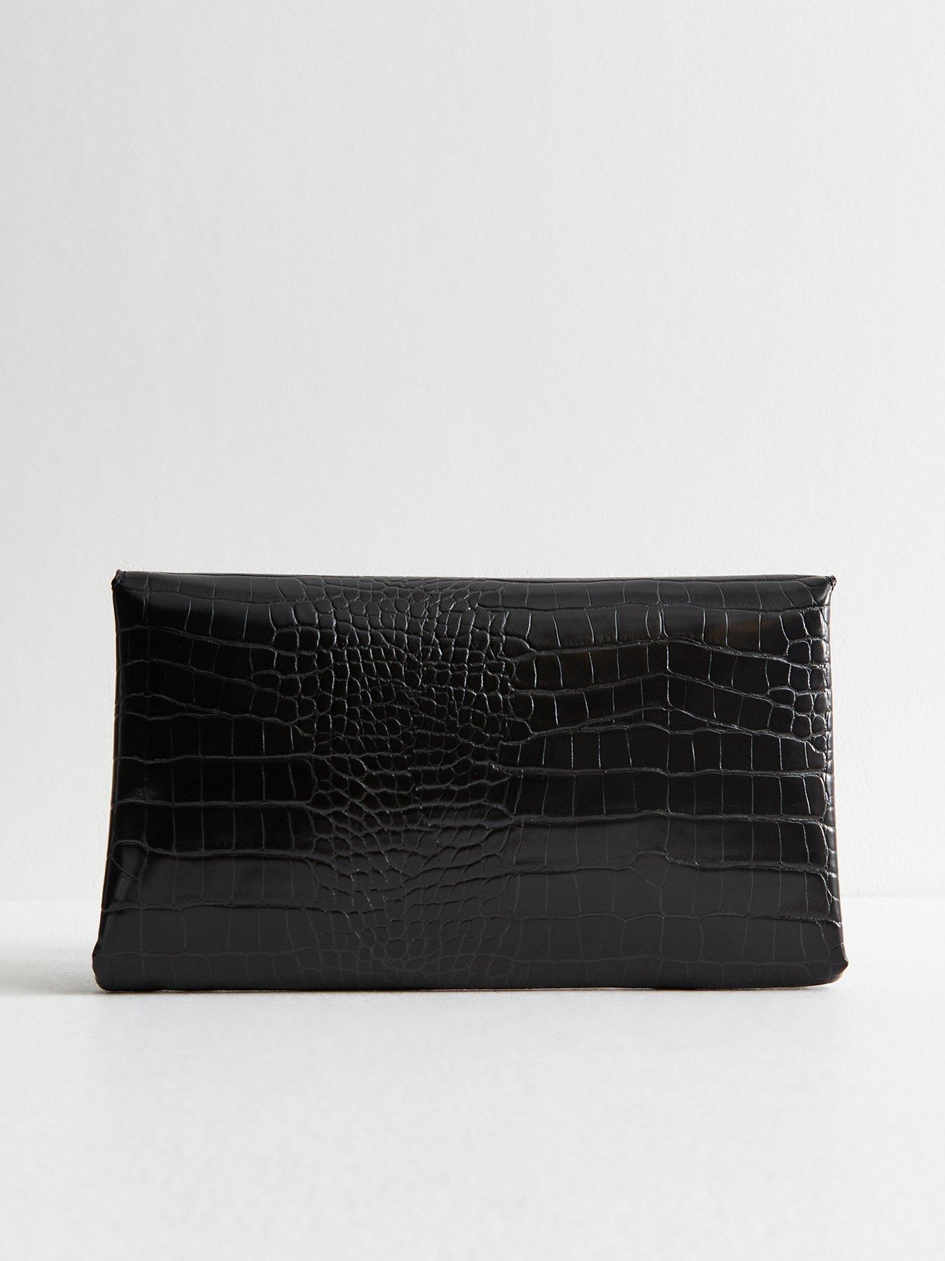 Image 3 of 5 of New Look Black Faux Leather Oversized Clutch Bag