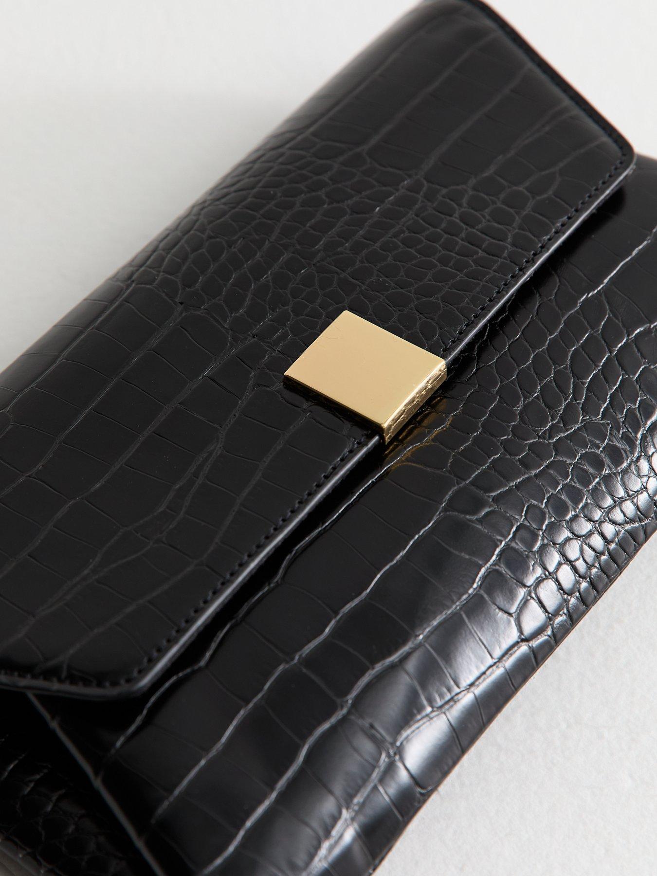 Image 4 of 5 of New Look Black Faux Leather Oversized Clutch Bag