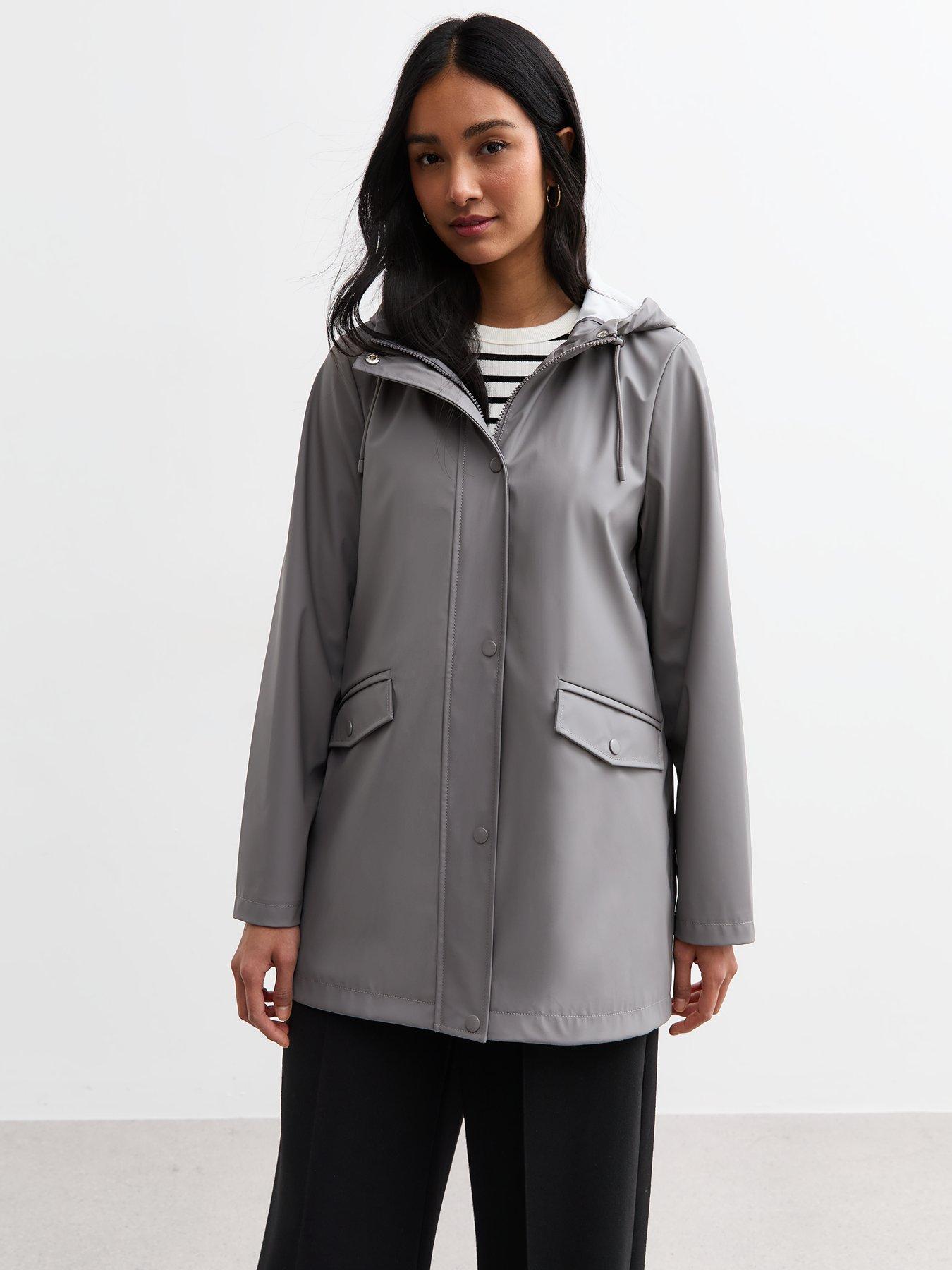 undefined Grey Unlined Shower Resistant Rain Coat