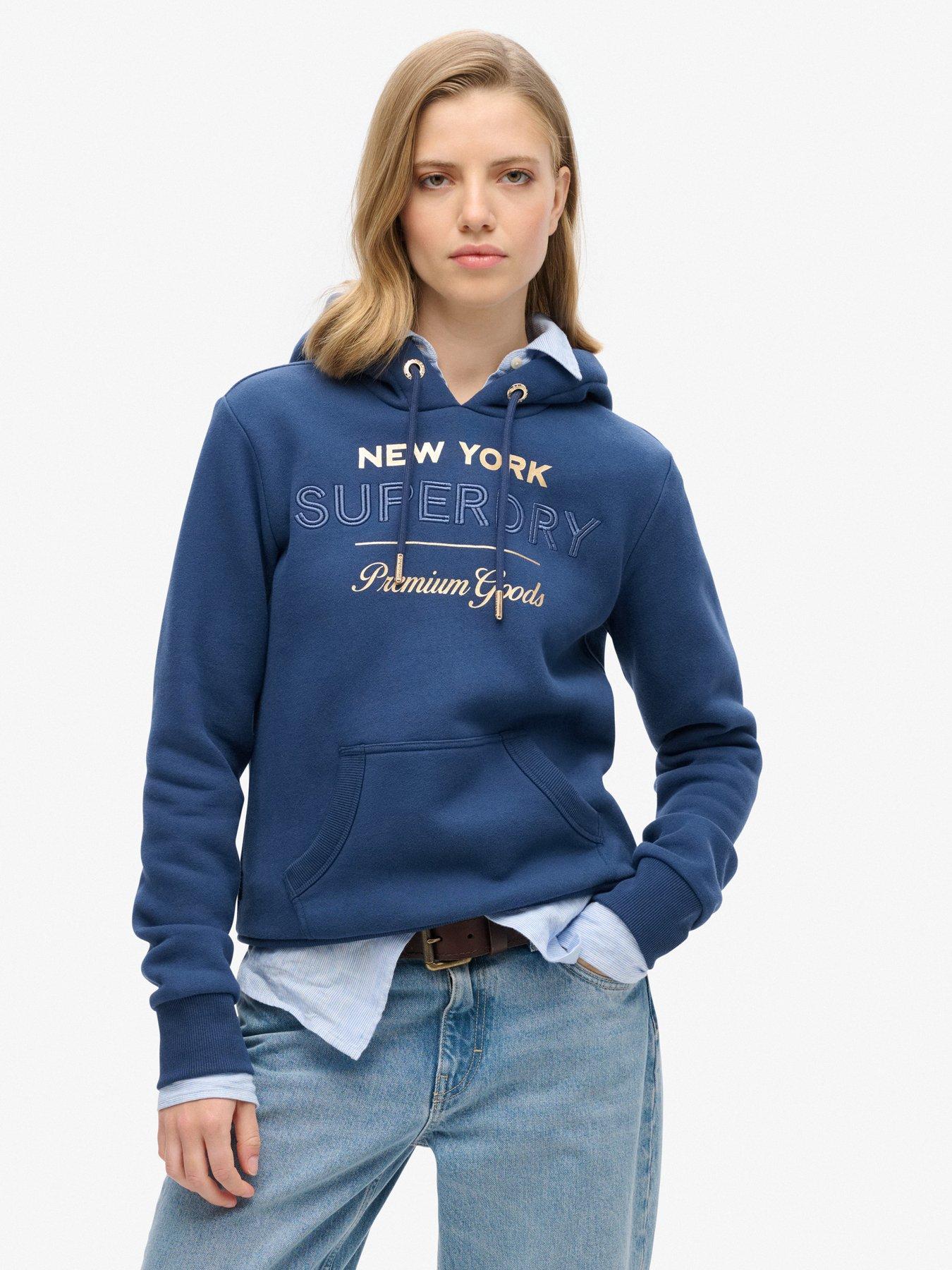 undefined Luxe Metallic Logo Hoodie- Blue