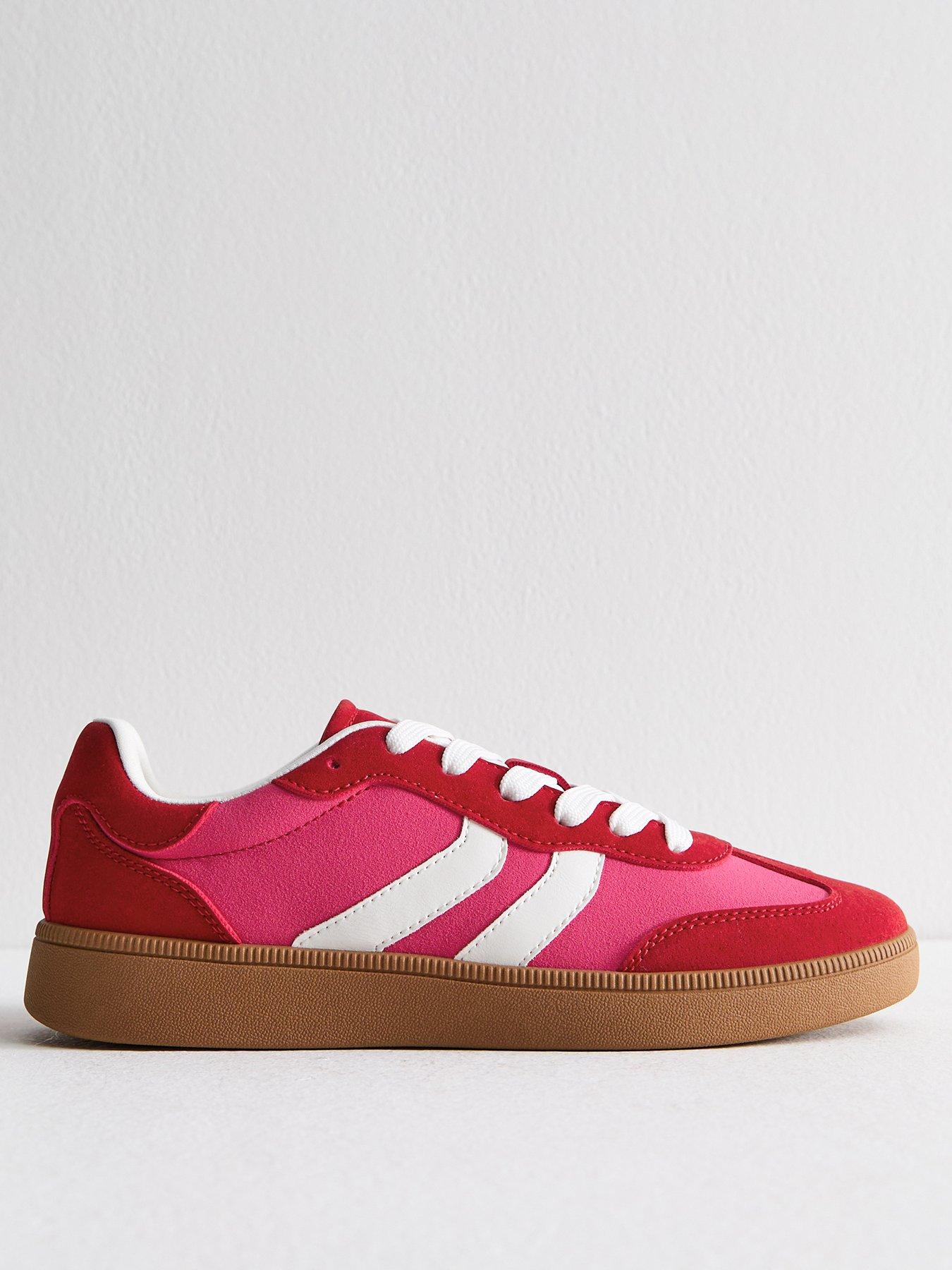 undefined Pink Contrast Trim Suedette Trainers