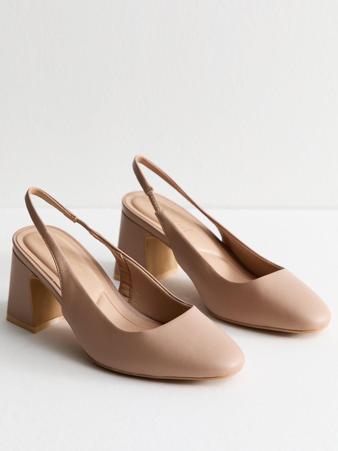 Image 2 of 6 of New Look Wide Fit Mink Faux Leather Slingback Court Shoes