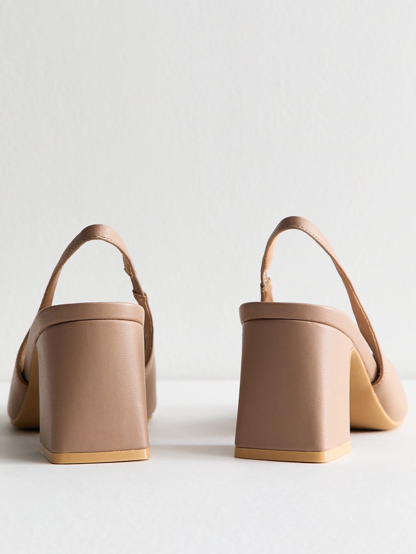 Image 3 of 6 of New Look Wide Fit Mink Faux Leather Slingback Court Shoes