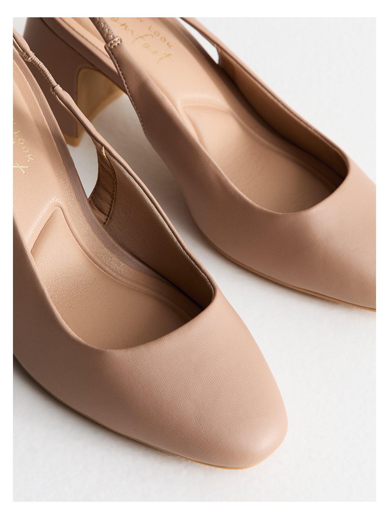 Image 4 of 6 of New Look Wide Fit Mink Faux Leather Slingback Court Shoes