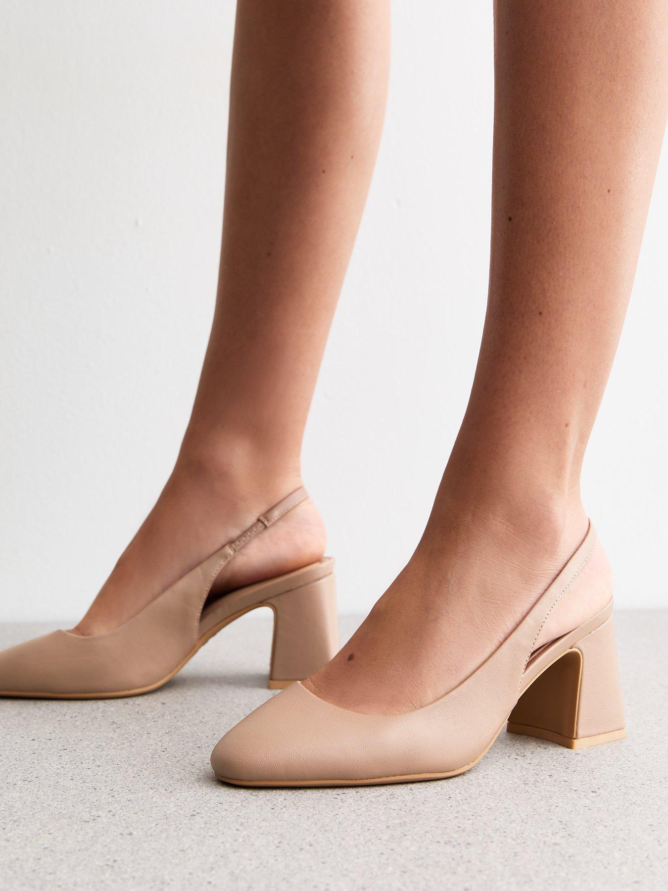 Image 5 of 6 of New Look Wide Fit Mink Faux Leather Slingback Court Shoes