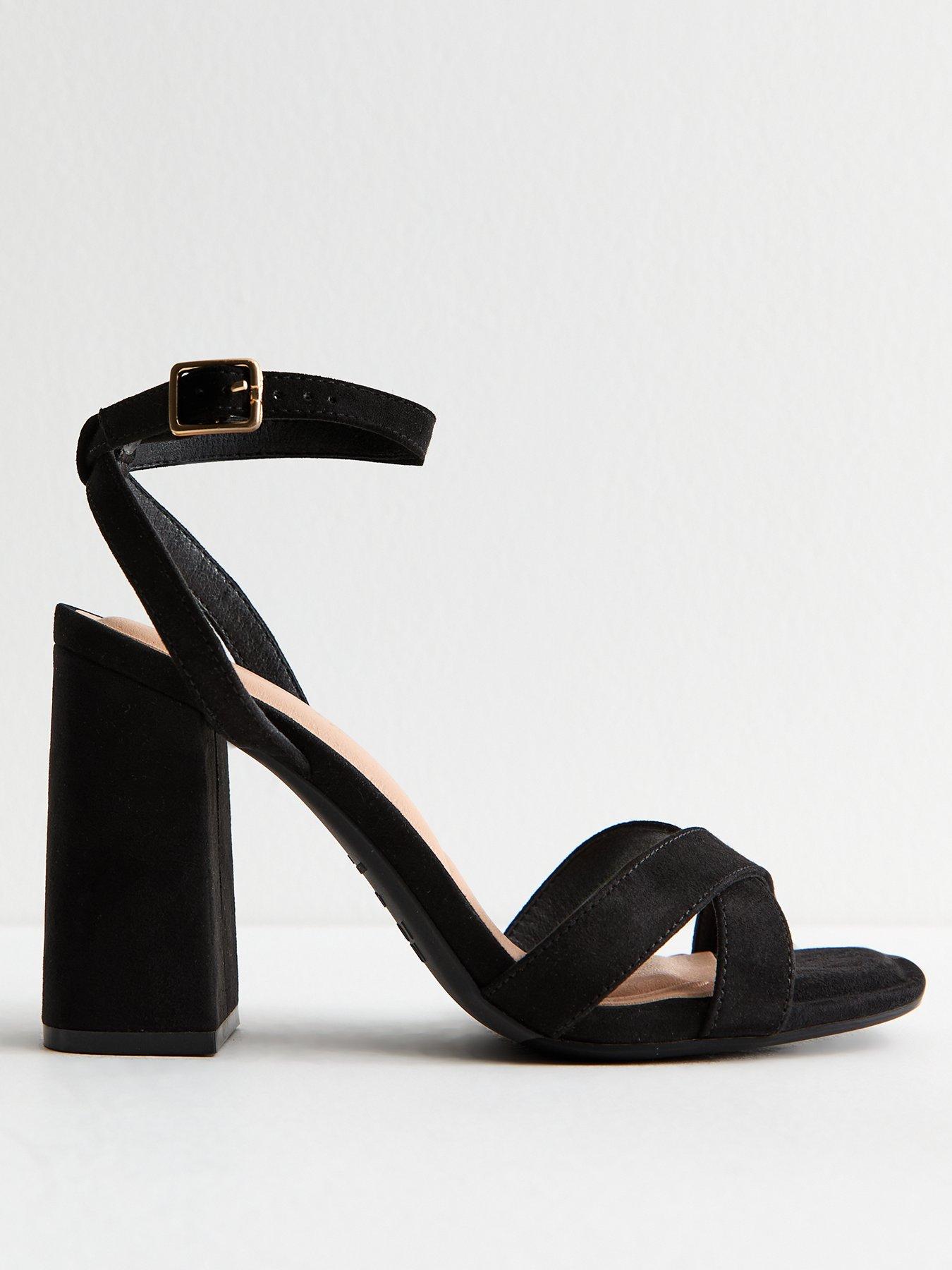 undefined Faux Suede Sandals - Black