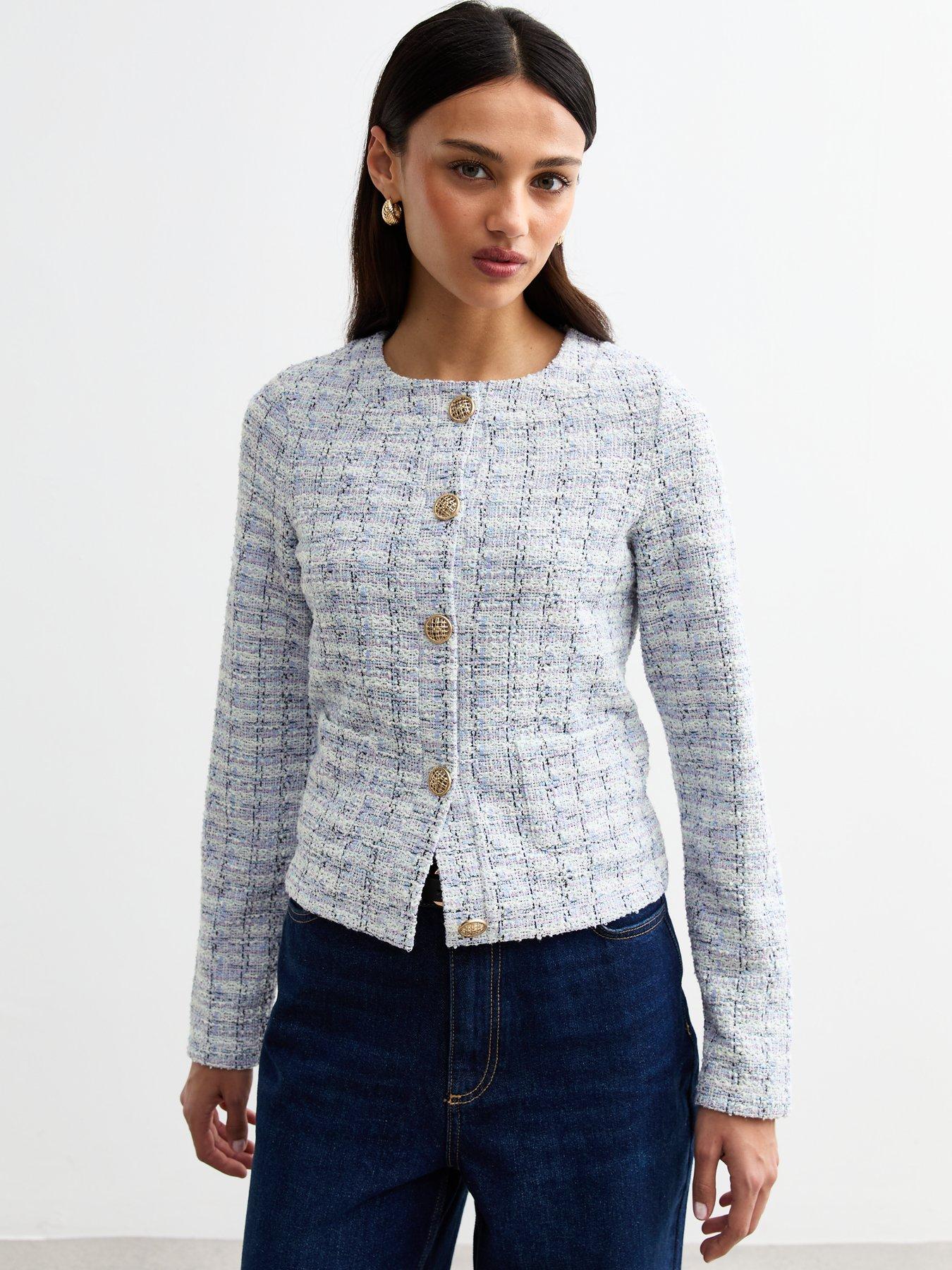 undefined Blue Boucle Jersey Cardigan