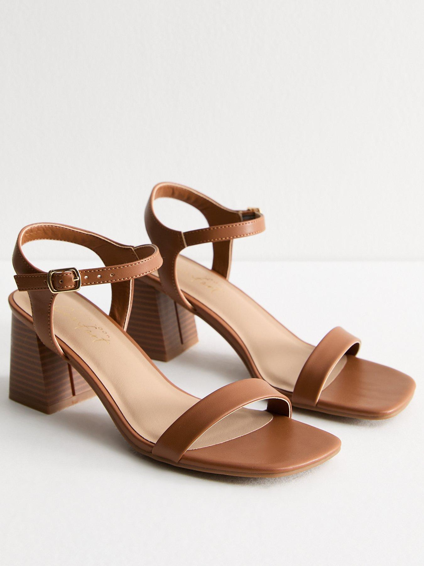 New Look Tan Brown Faux Leather Block Heel Sandals Very