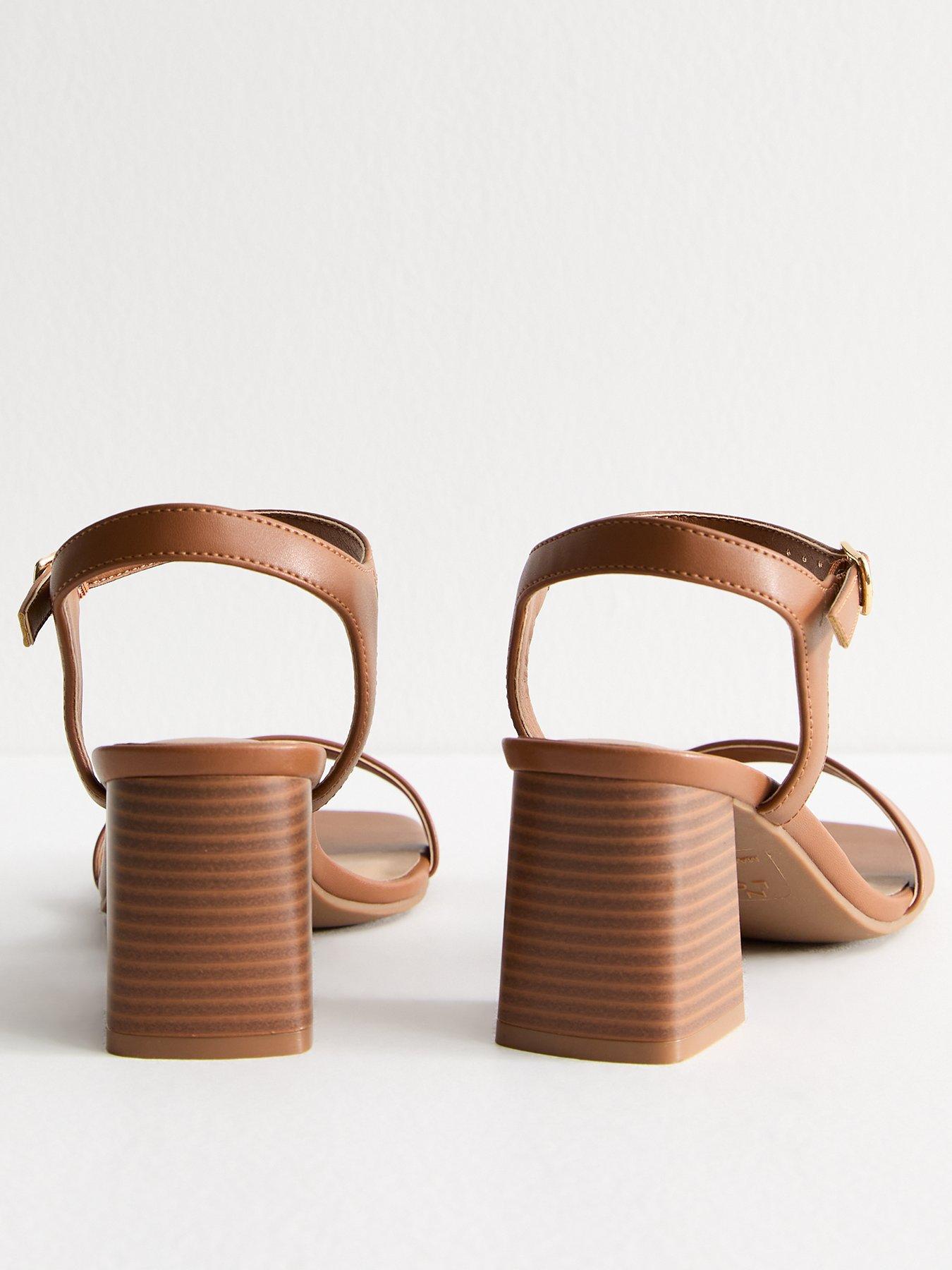 New Look Tan Brown Faux Leather Block Heel Sandals Very
