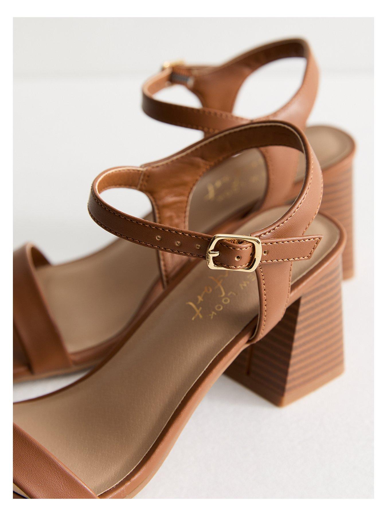New Look Tan Brown Faux Leather Block Heel Sandals Very