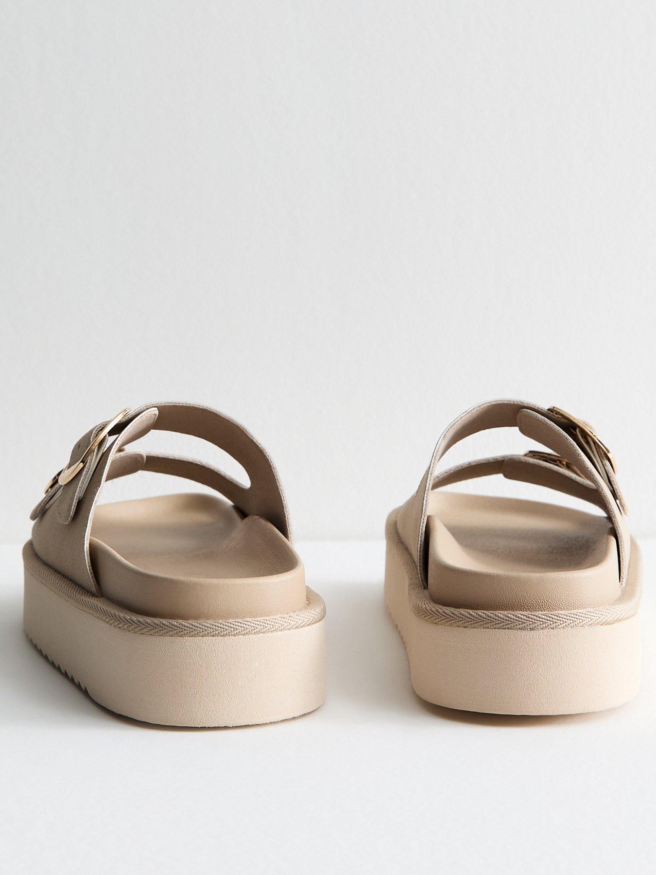 Image 3 of 6 of New Look Light Brown Faux Leather Flatform Sandals
