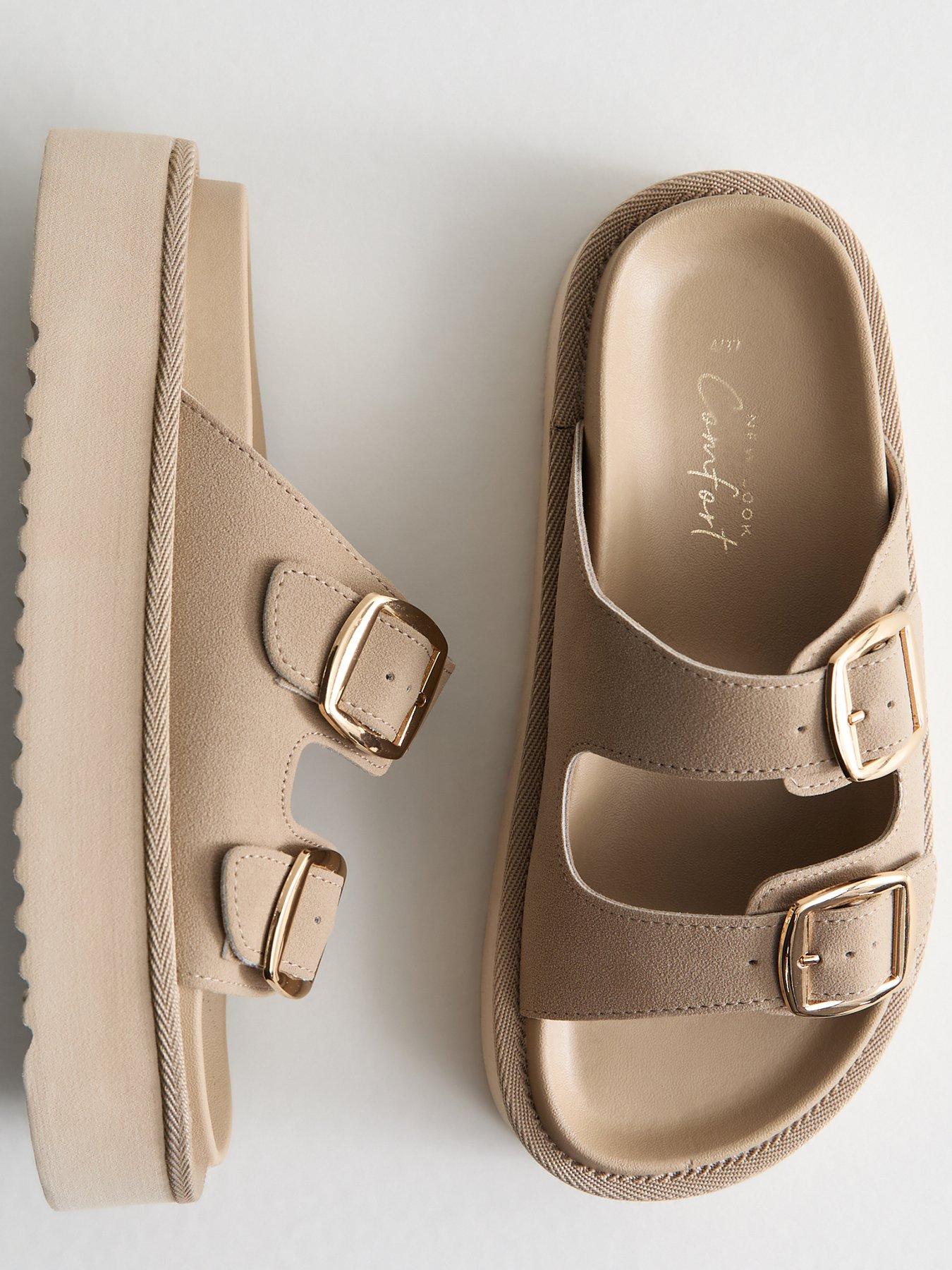 Image 4 of 6 of New Look Light Brown Faux Leather Flatform Sandals