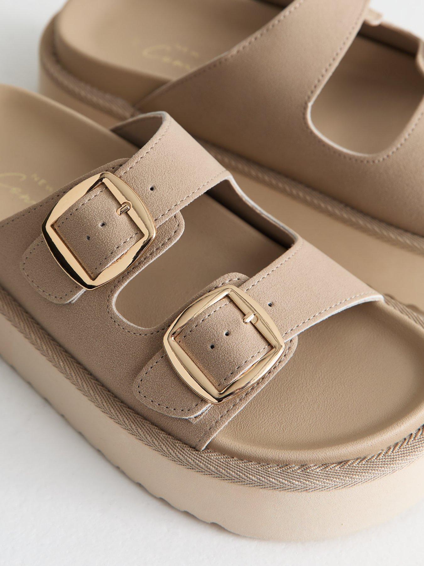 Image 5 of 6 of New Look Light Brown Faux Leather Flatform Sandals