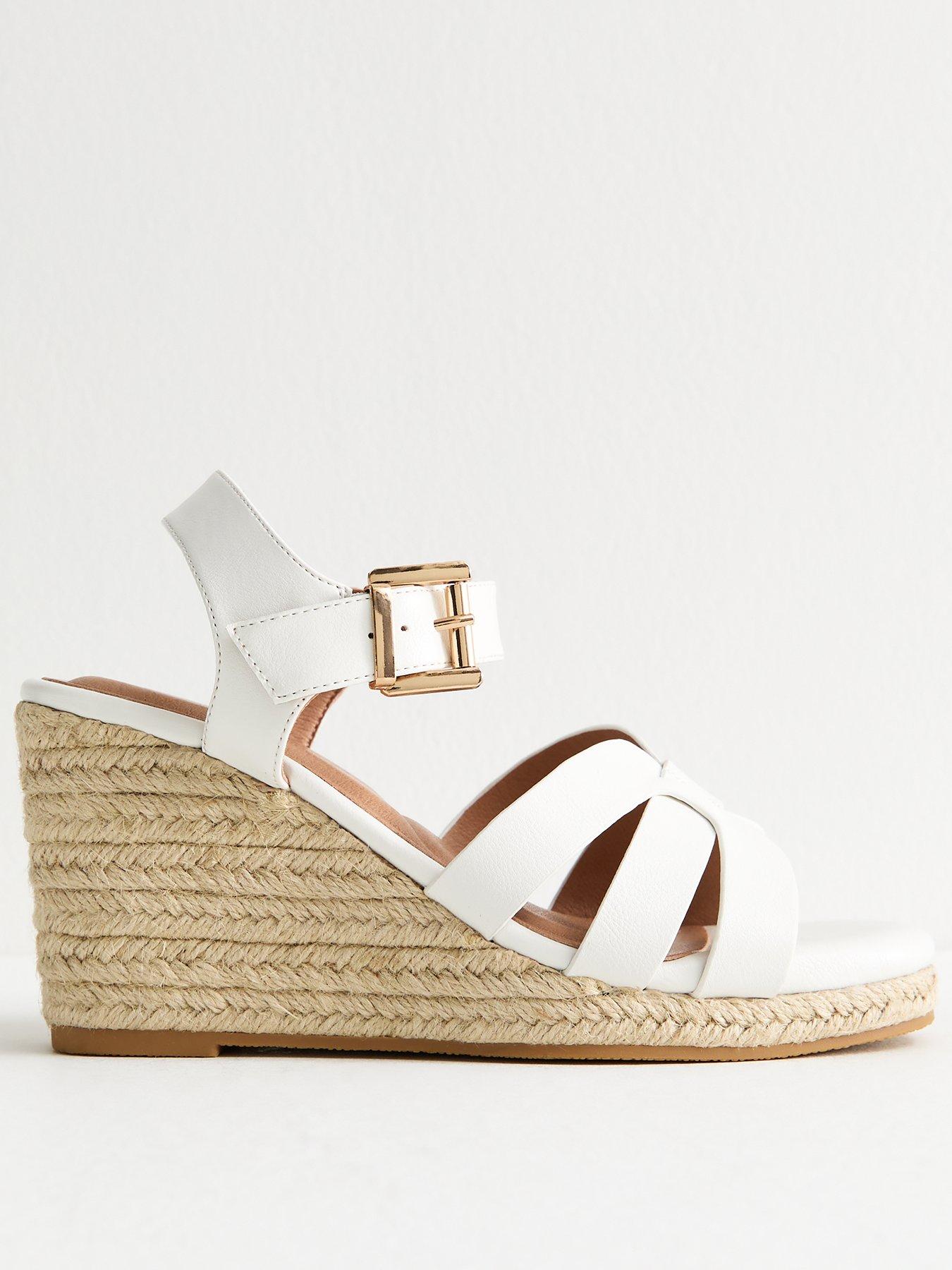 Wedge Shoes Wide White Wedges New Look Wide Fit Multi Strap Faux