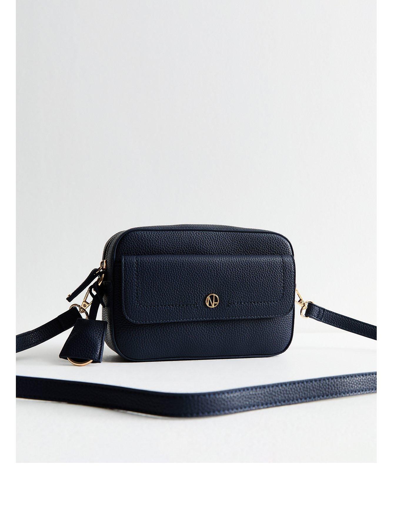 undefined Black Faux Leather Camera Crossbody Bag - Blue