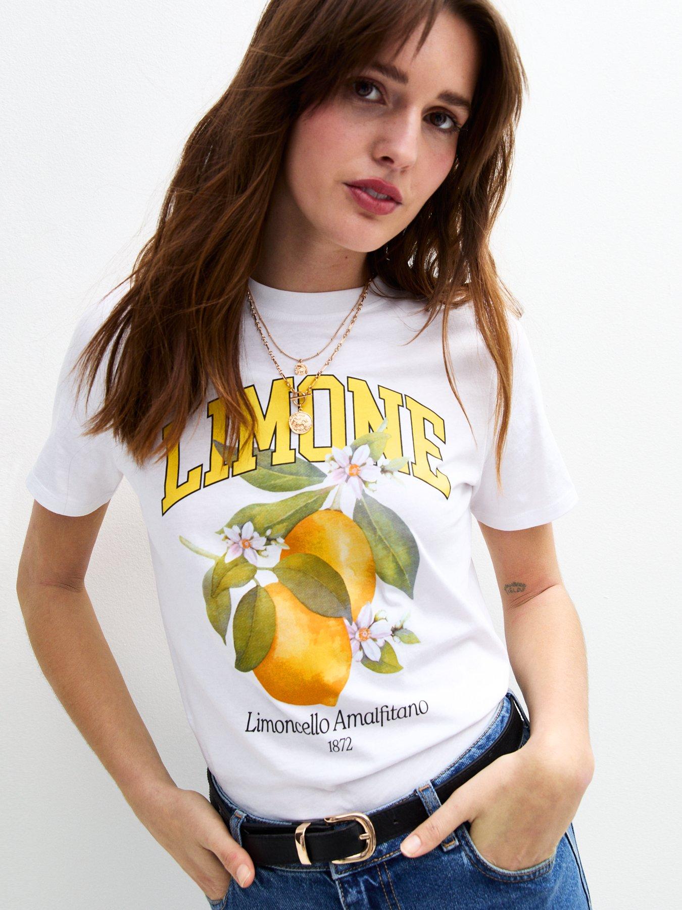 undefined White Limone Slogan Print T-shirt