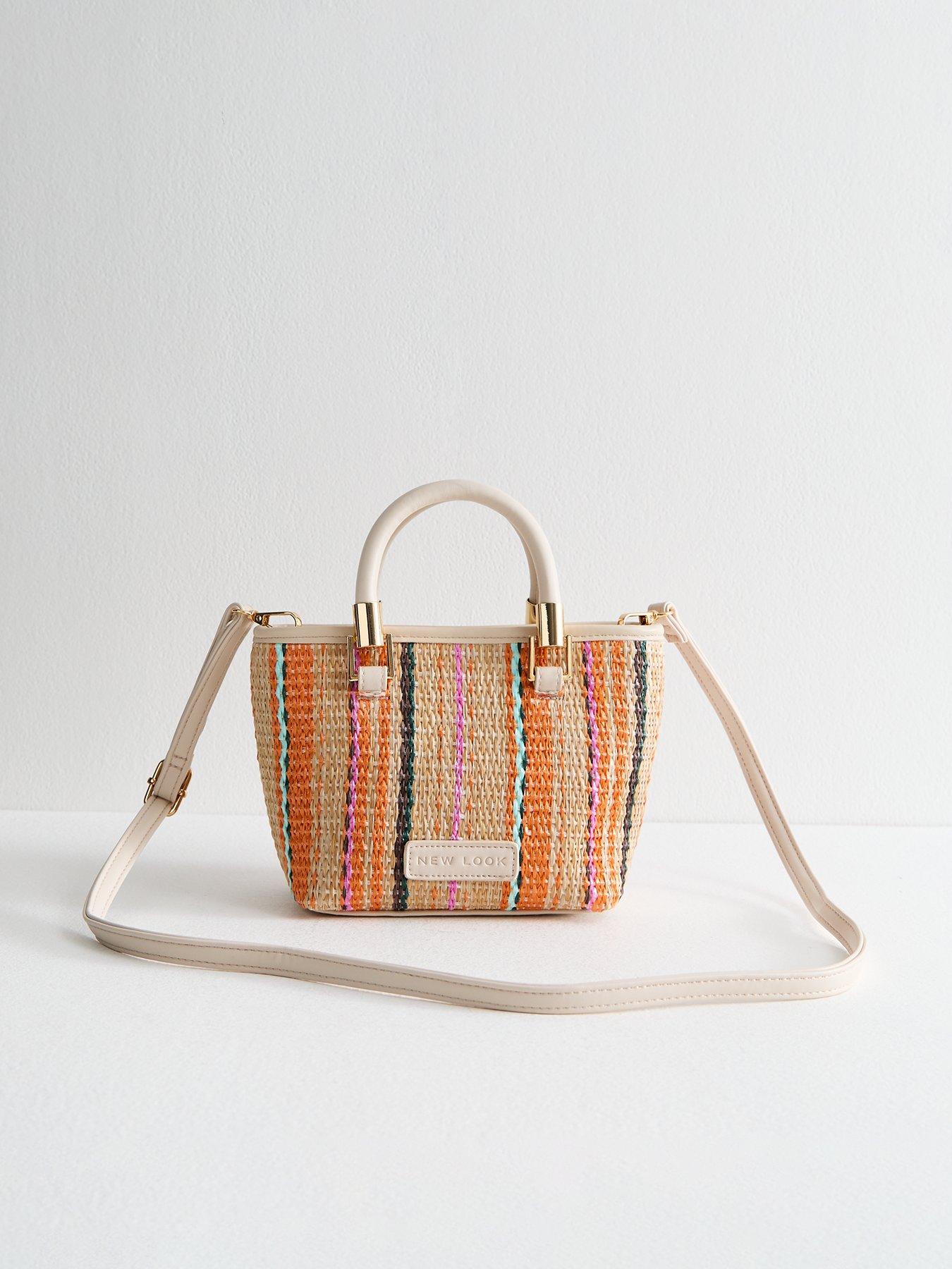 undefined Multicolour Stripe Woven Mini Tote Bag