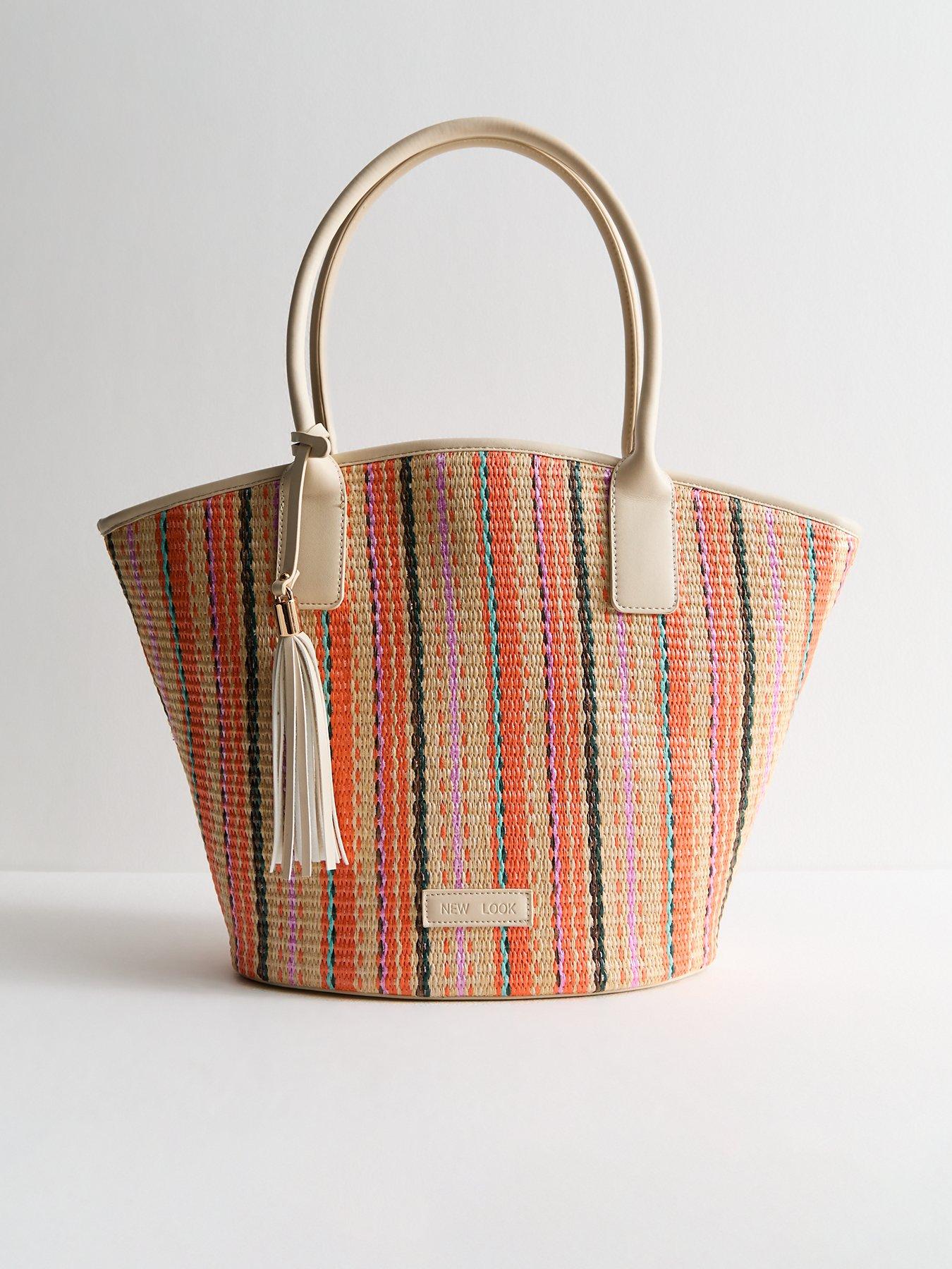undefined Coloured Striped Woven Tote Bag - Multi