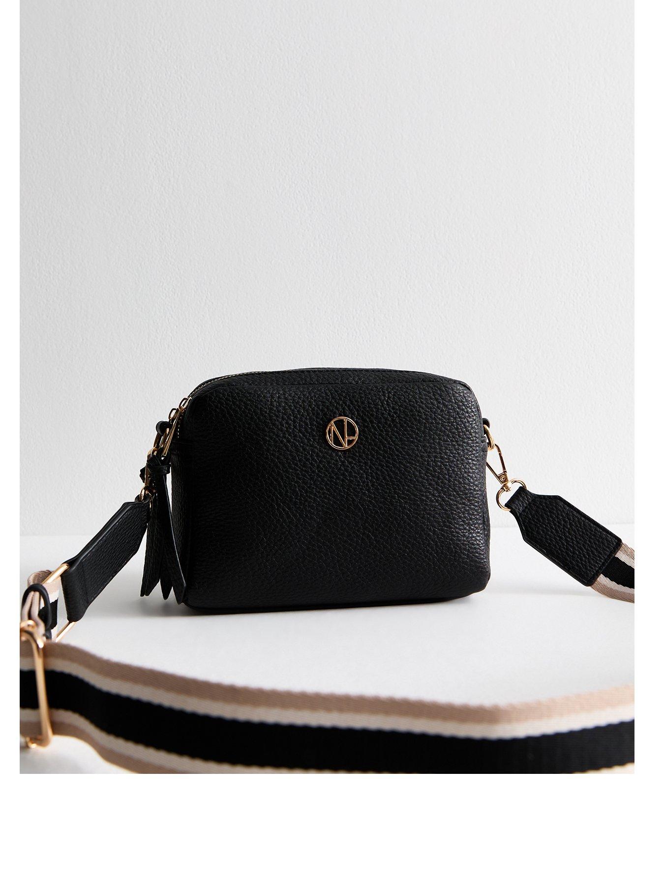 undefined Black Grained Faux Leather Crossbody Bag