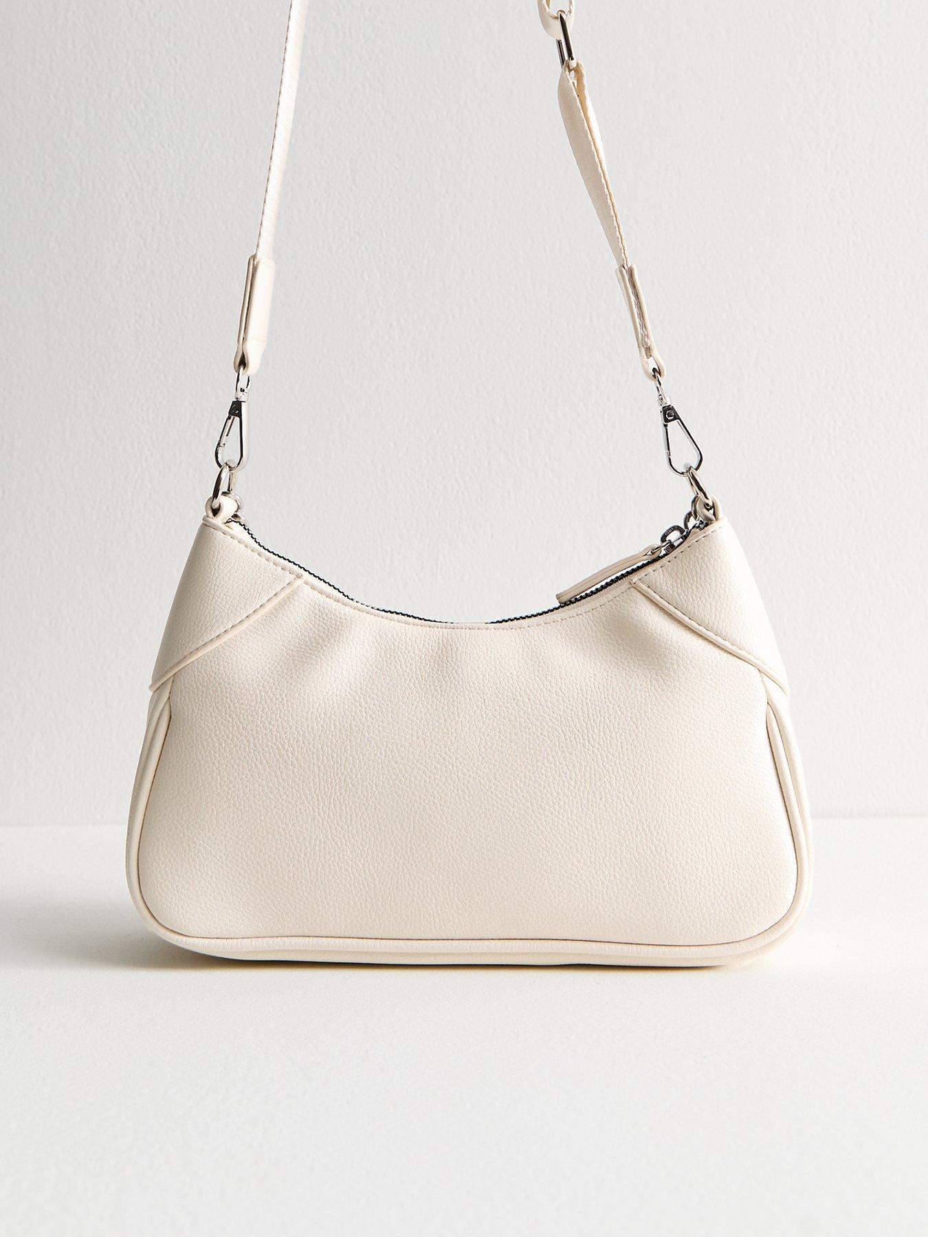 Image 3 of 5 of New Look Cream Faux Leather Duo Scoop Shoulder Bag