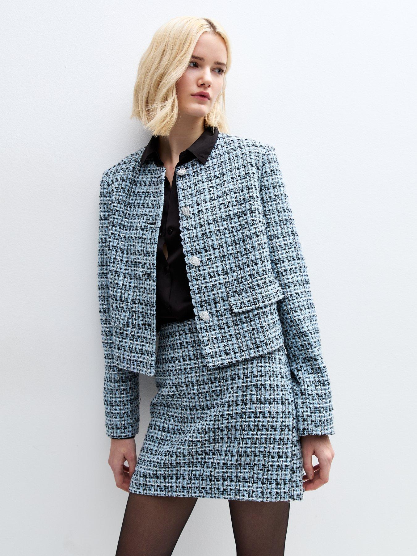 Image of New Look Boucle Crew Neck Jacket - Blue
