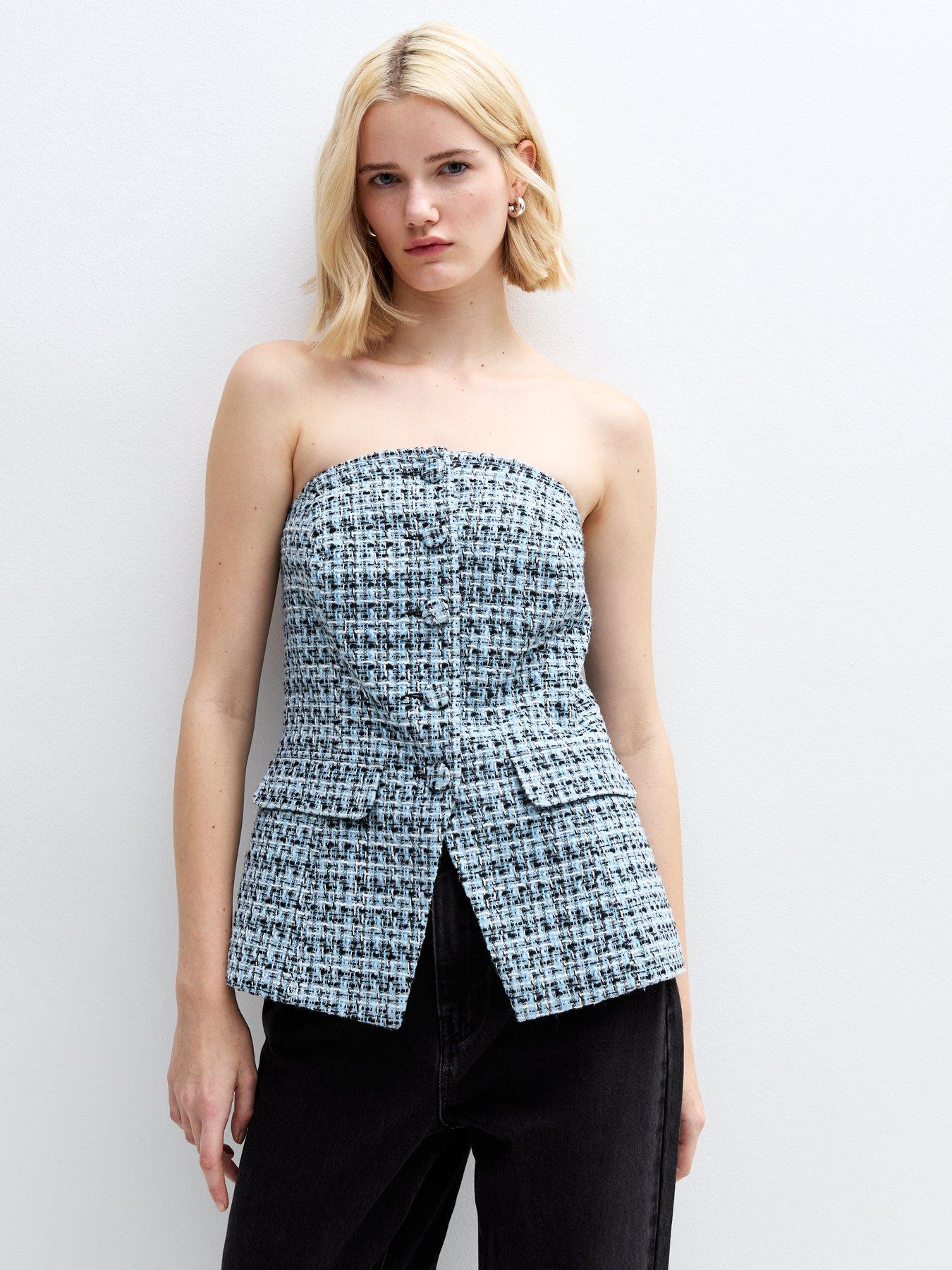 New Look: Boucle Bustier Waistcoat - Blue